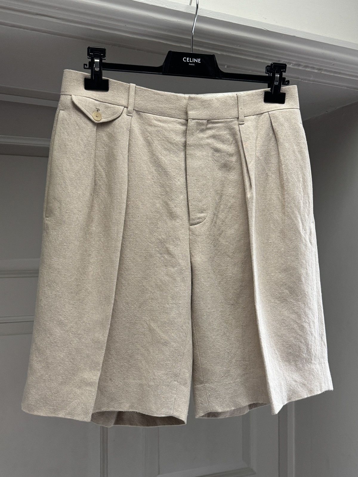 The Row The Row Mens Marcello Beige Linen Shorts size US 32 Size US 32 / EU 48 - 3 Thumbnail