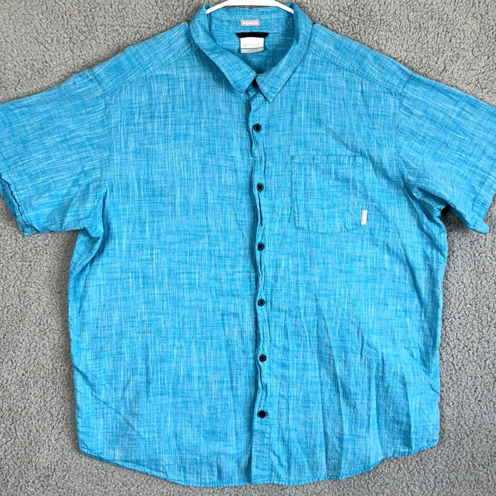 Vintage Columbia Shirt Button Up Mens 2XL Blue Regular Fit Short Sleeve Pocket Cotton Size US XXL / EU 58 / 5 - 3 Thumbnail