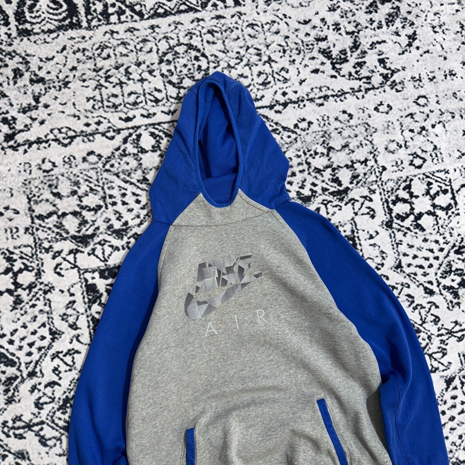 Nike × Vintage Vintage Nike Blue Gray Cotton Hoodie Size S Tech Fleece 90s Size US S / EU 44-46 / 1 - 2 Thumbnail
