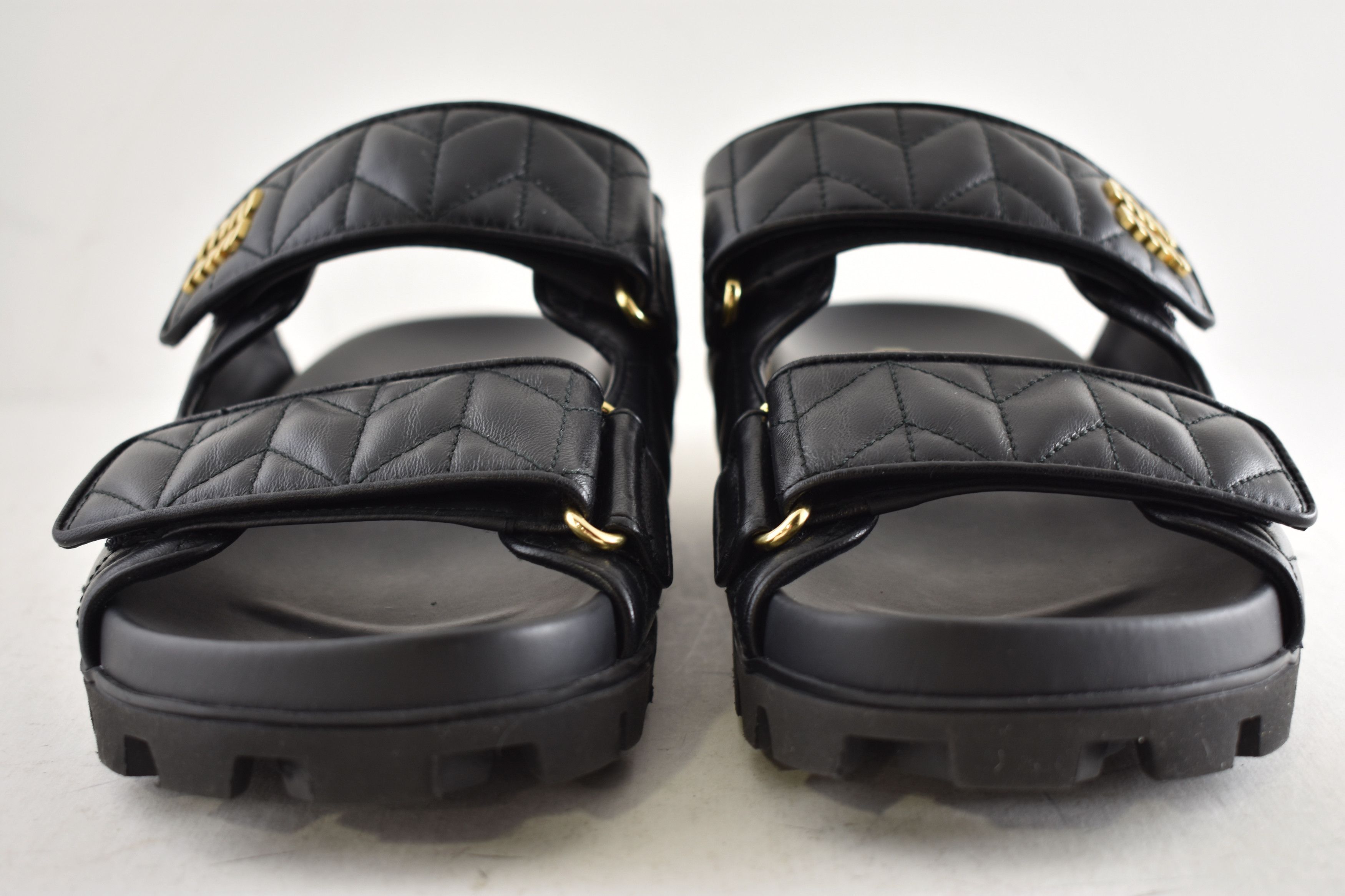 Miu Miu Miu Miu Matelasse Nappa Leather Logo Strap Slide Sandal 39 Size US 9 / IT 39 - 11 Thumbnail