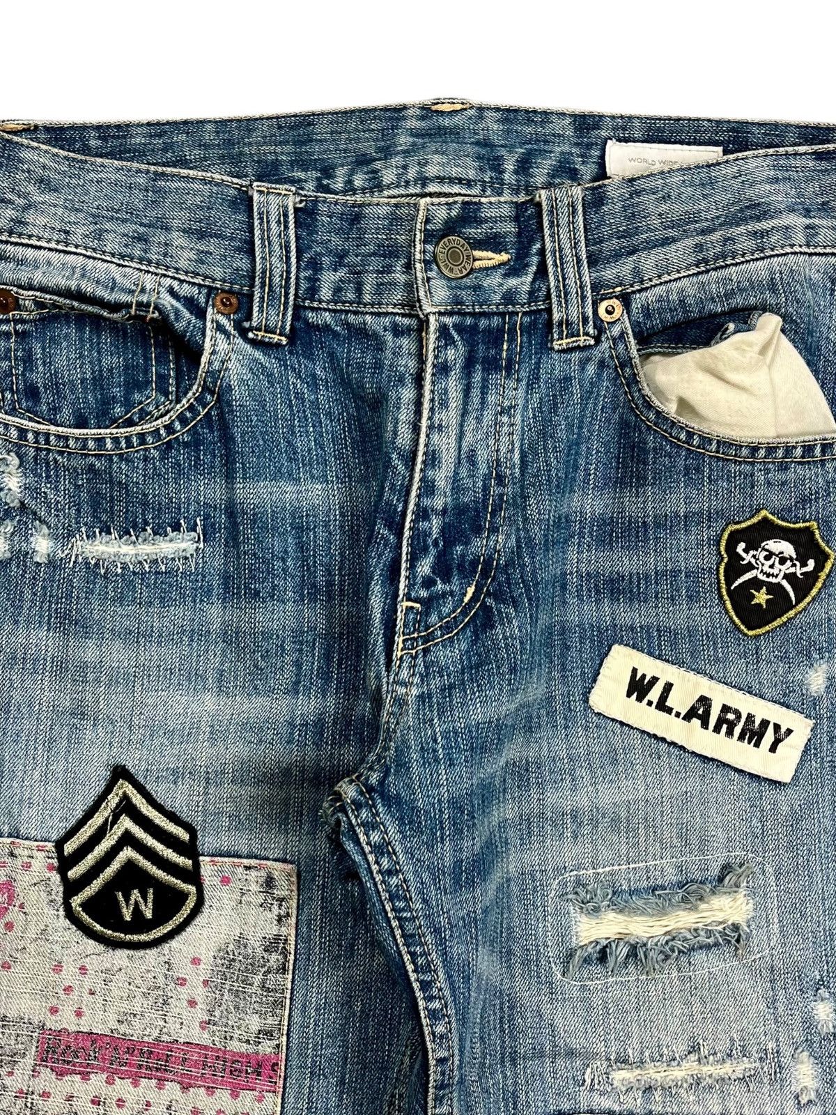 20471120 2000s World Wide Love - Grunge Pathwork Army Denim Pants Size US 29 - 7 Thumbnail