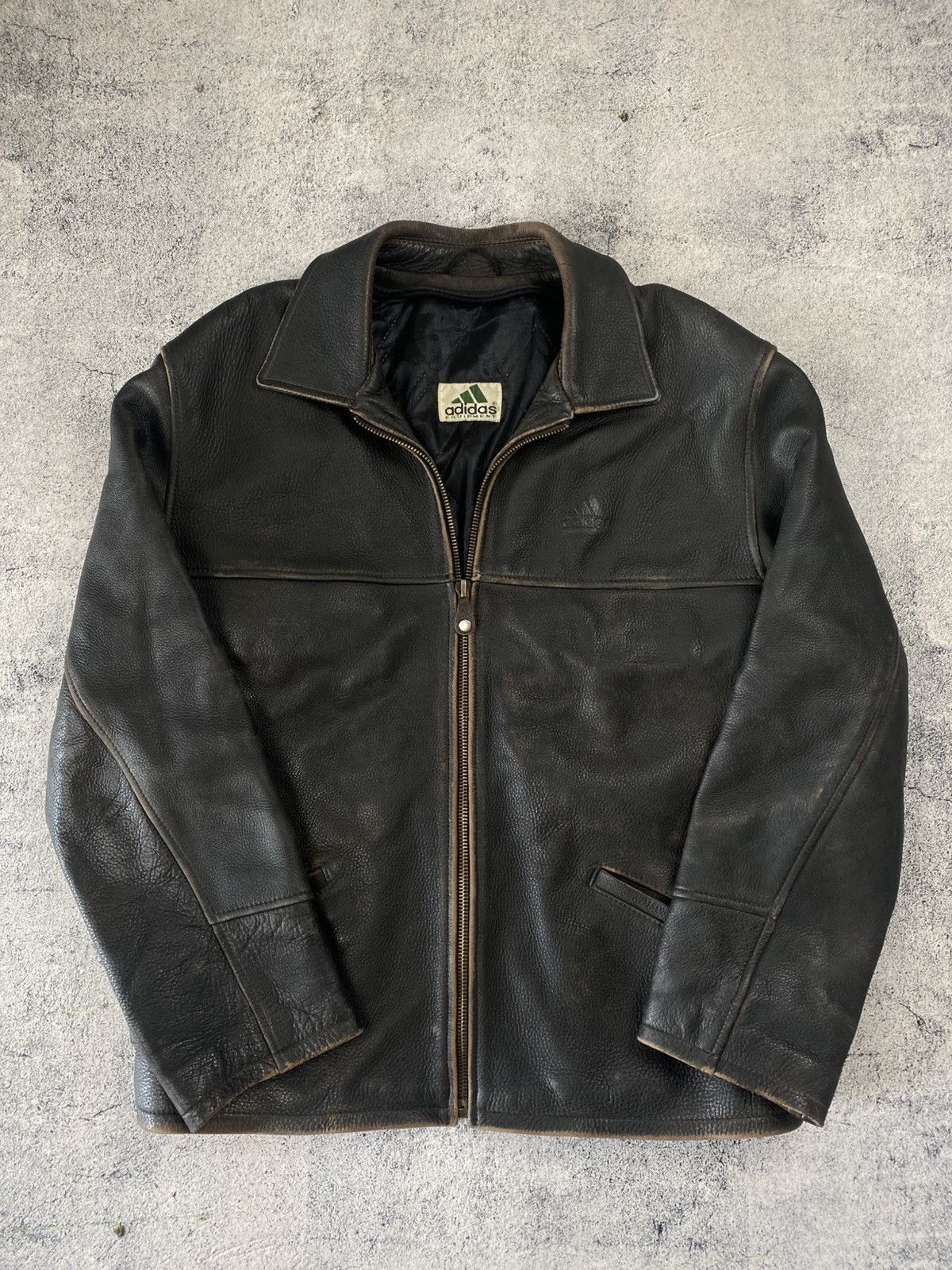 Adidas × Vintage Vintage Adidas EQUIPMENT Leather Jacket