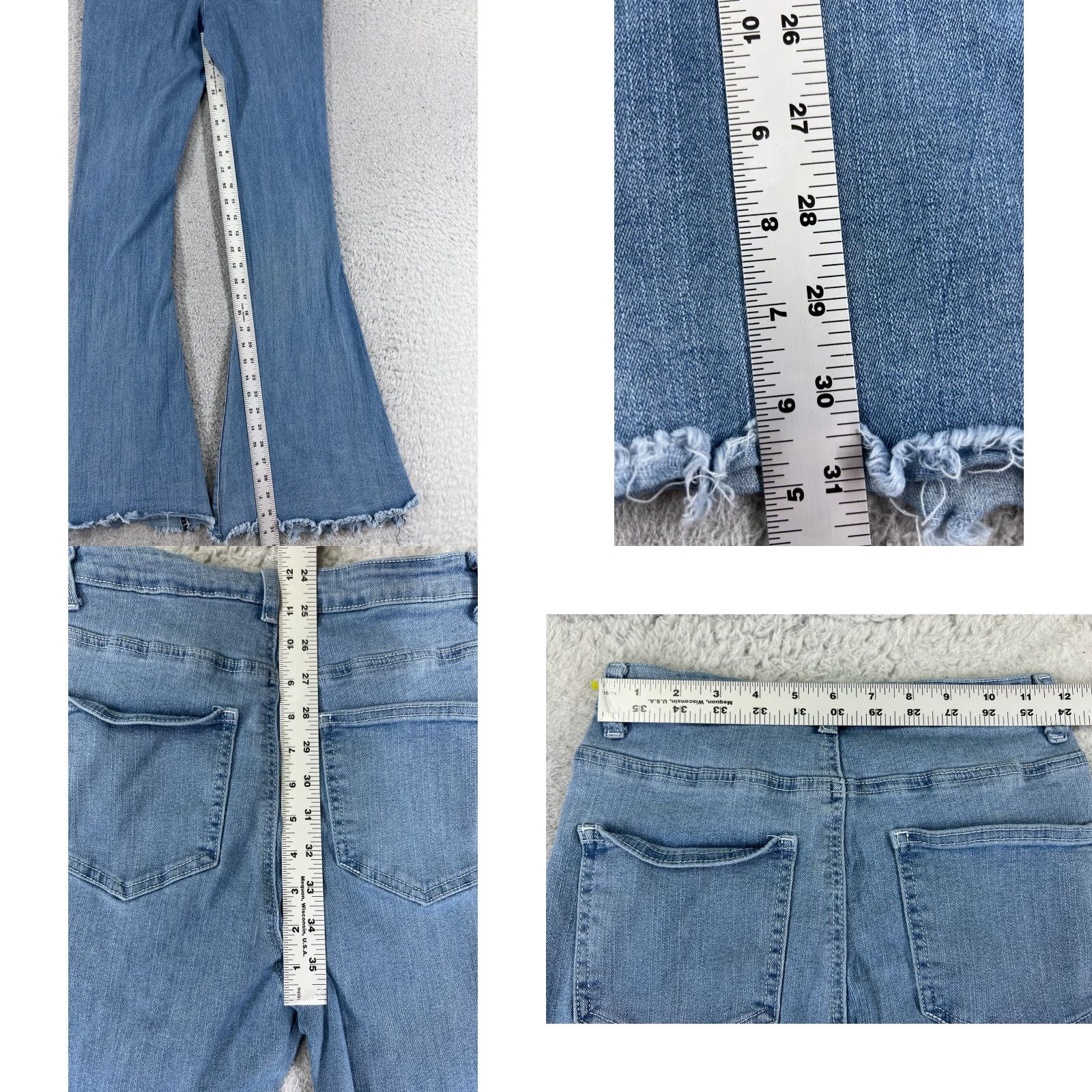 Shein SheIn Jeans Women's Juniors Medium Blue Denim Flared Raw Hem 22x31 5-Pocket Cotton Stretch Regular Zip Size 32" / US 10 / IT 46 - 9 Thumbnail