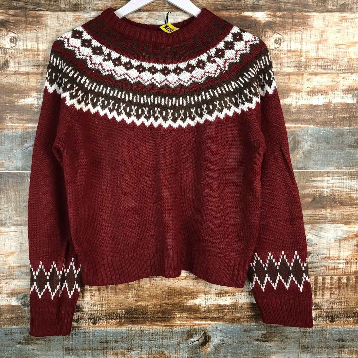 Homespun Knitwear × Japanese Brand Japan navajo Maroon Knitwear crop top #A1713 Size M / US 6-8 / IT 42-44 - 3 Thumbnail