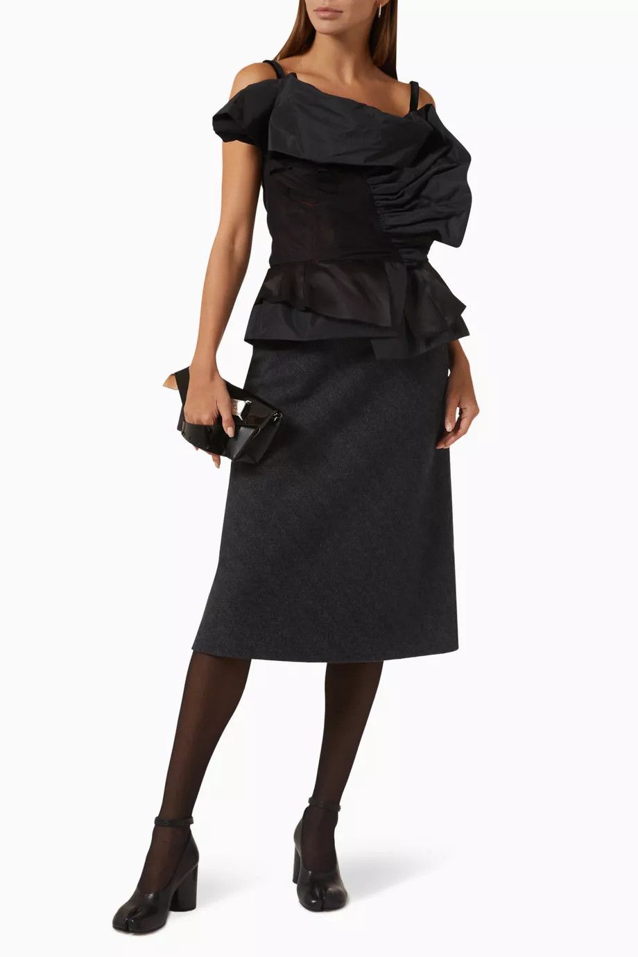 Maison Margiela o1y0625 Midi Skirt in Dark Gray Size 26" / US 2 / IT 38 - 2 Thumbnail