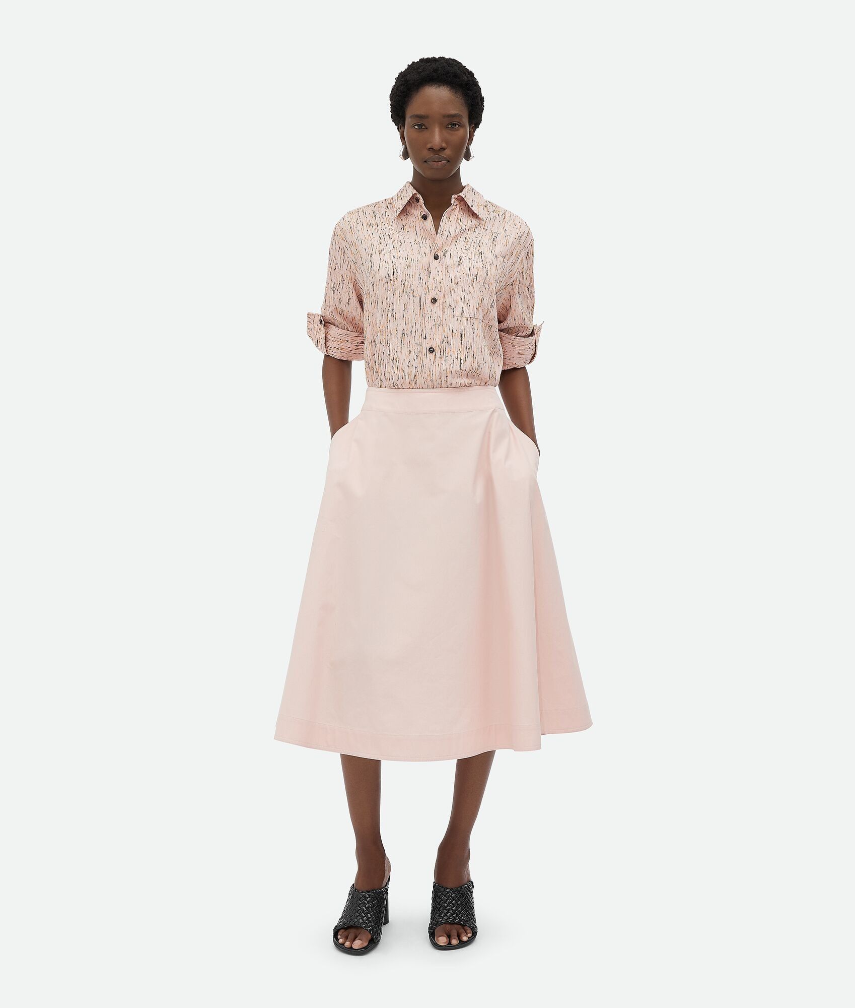 Bottega Veneta o1n1vont0625 Compact Cotton Skirt in Ballerina Size 30" / US 8 / IT 44 - 1 Thumbnail