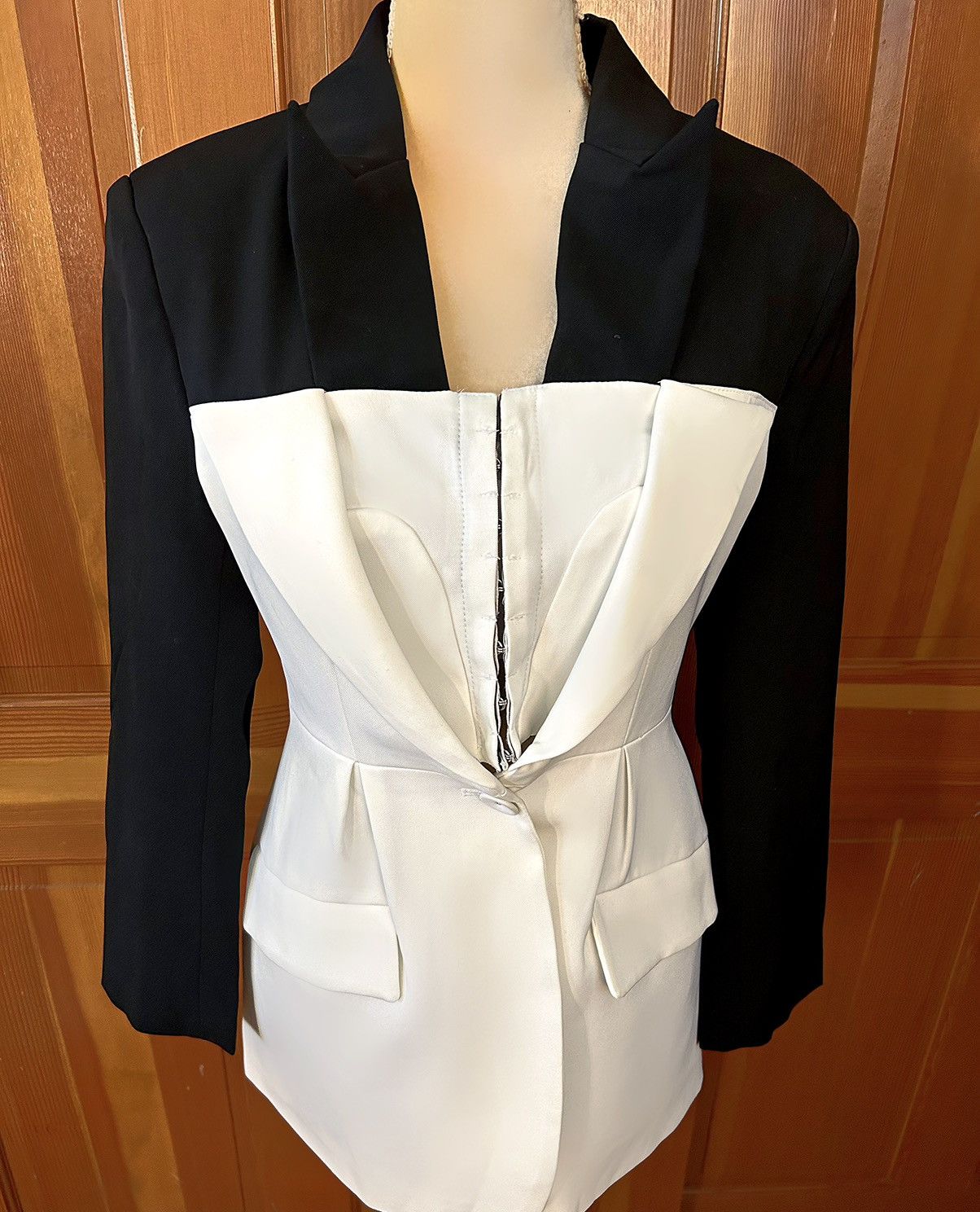 Designer × Other Nwt, Lavishly Paris Women’s Chic Colorblock Patchwork Blazer Size M / US 6-8 / IT 42-44 - 2 Thumbnail