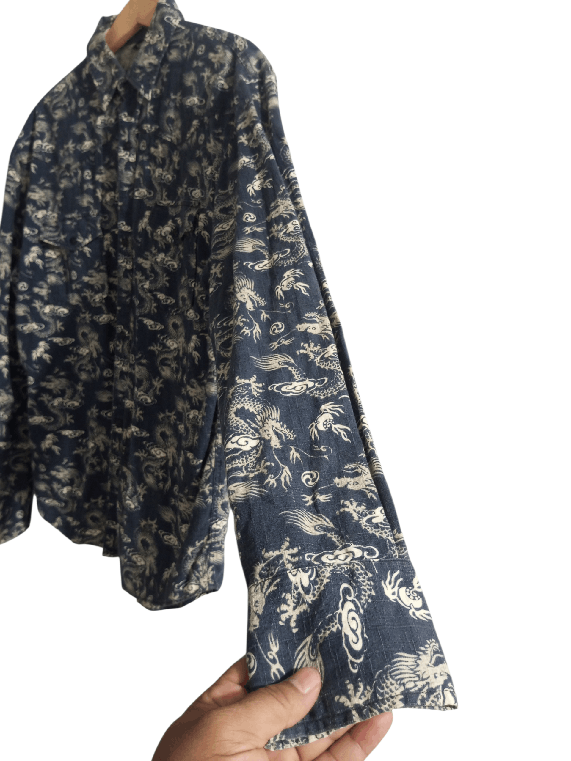 Japanese Brand Vintage japanese dragon full long sleeve button up shirt Size US L / EU 52-54 / 3 - 4 Thumbnail