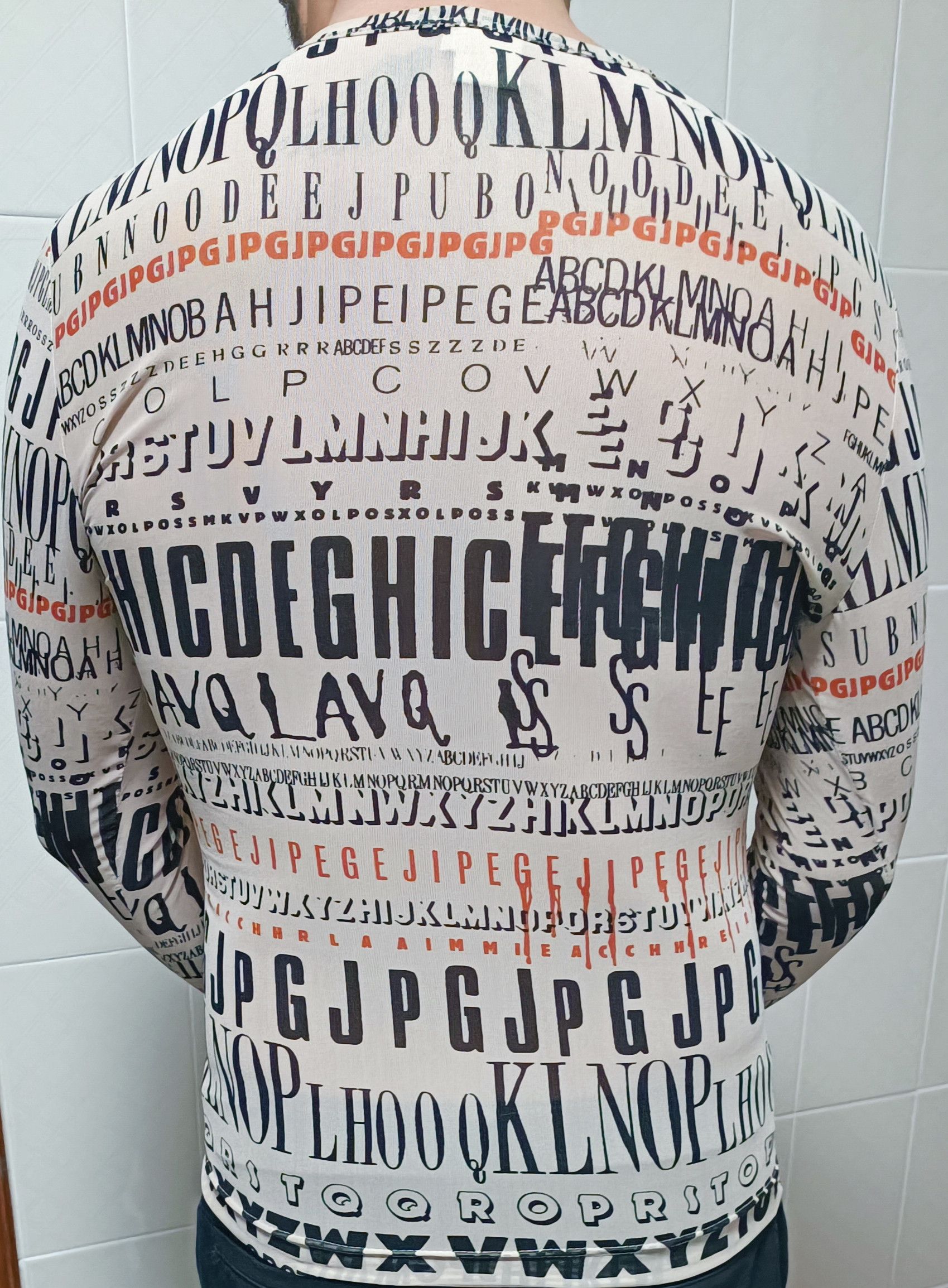 Jean Paul Gaultier Fall 1995 - Iconic letters lycra top Size US M / EU 48-50 / 2 - 5 Thumbnail