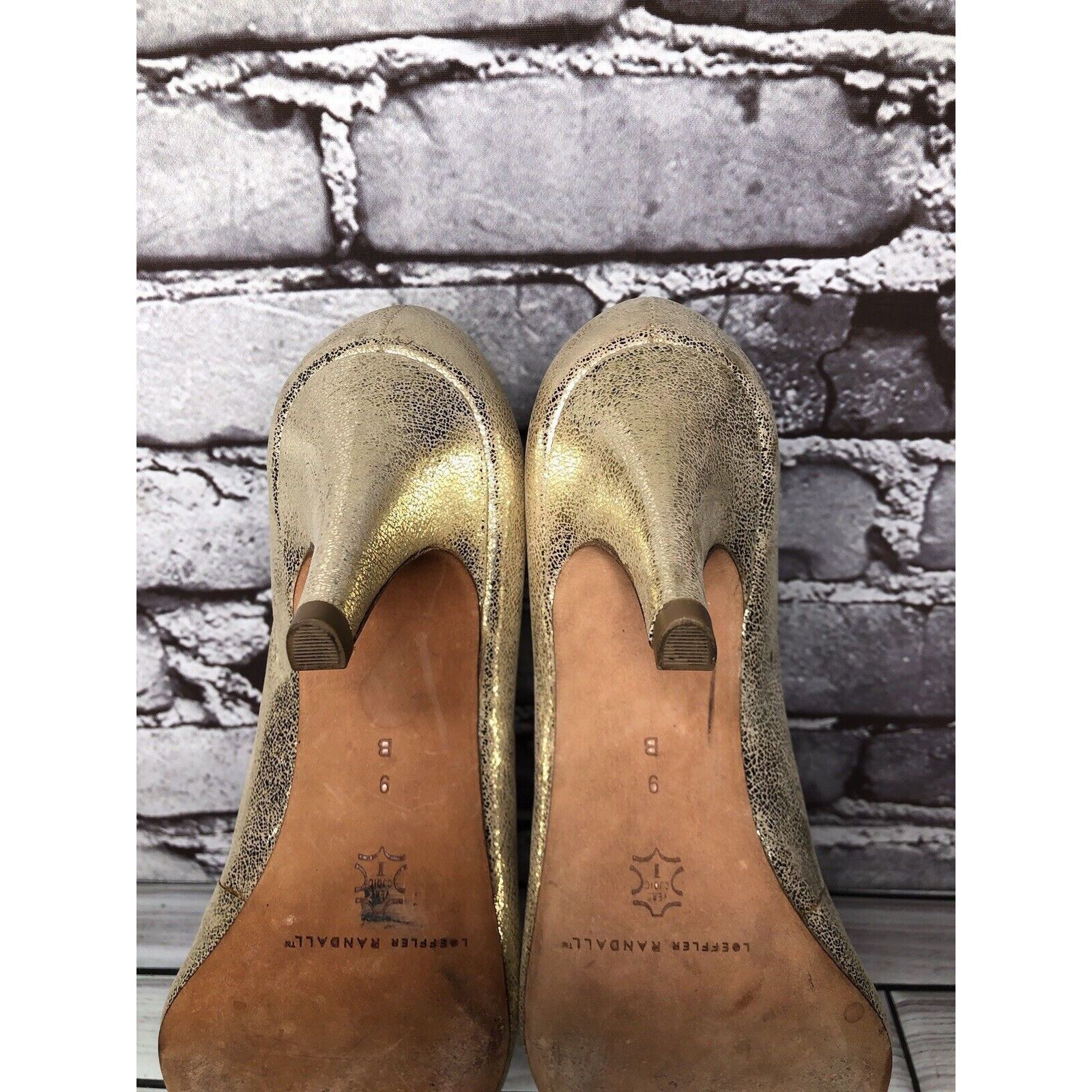 Loeffler Randall Loeffler Randall Gold Leather Shimmer Pointed Toe High Heels Size US 9 / IT 39 - 18 Thumbnail