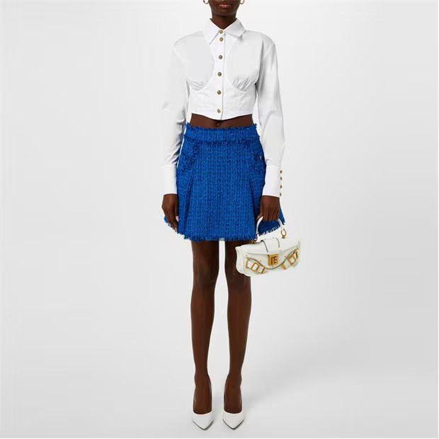 Balmain o1g2r1mq0924 Mini Skirt in Blue Size 31" - 7 Thumbnail