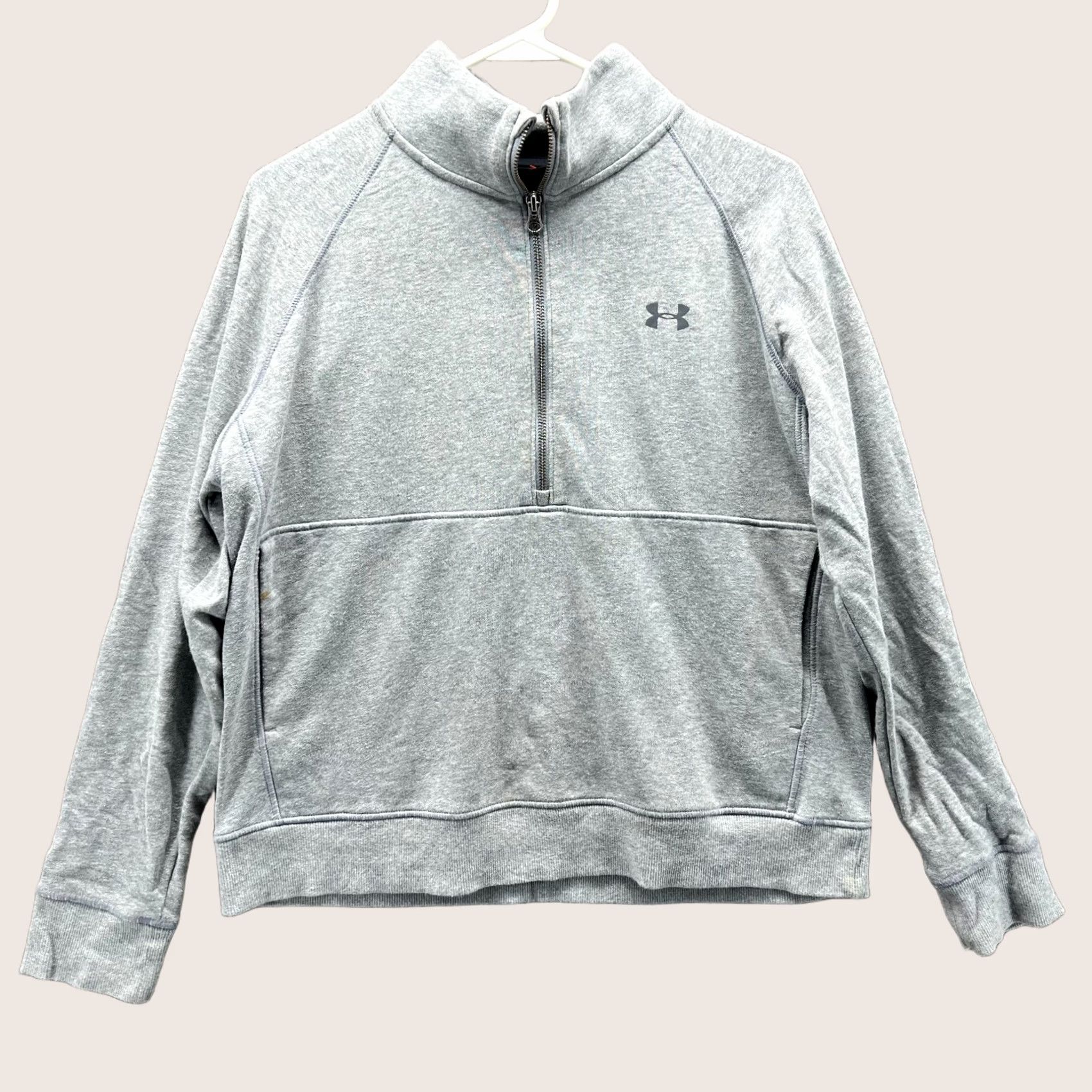 Under Armour Under Armour Sweatshirt Womens Medium Gray Half Zip Pullover Logo Fleece Mock Neck Zip Short Description (adjusted for clarity) Size M / US 6-8 / IT 42-44 - 1 Thumbnail