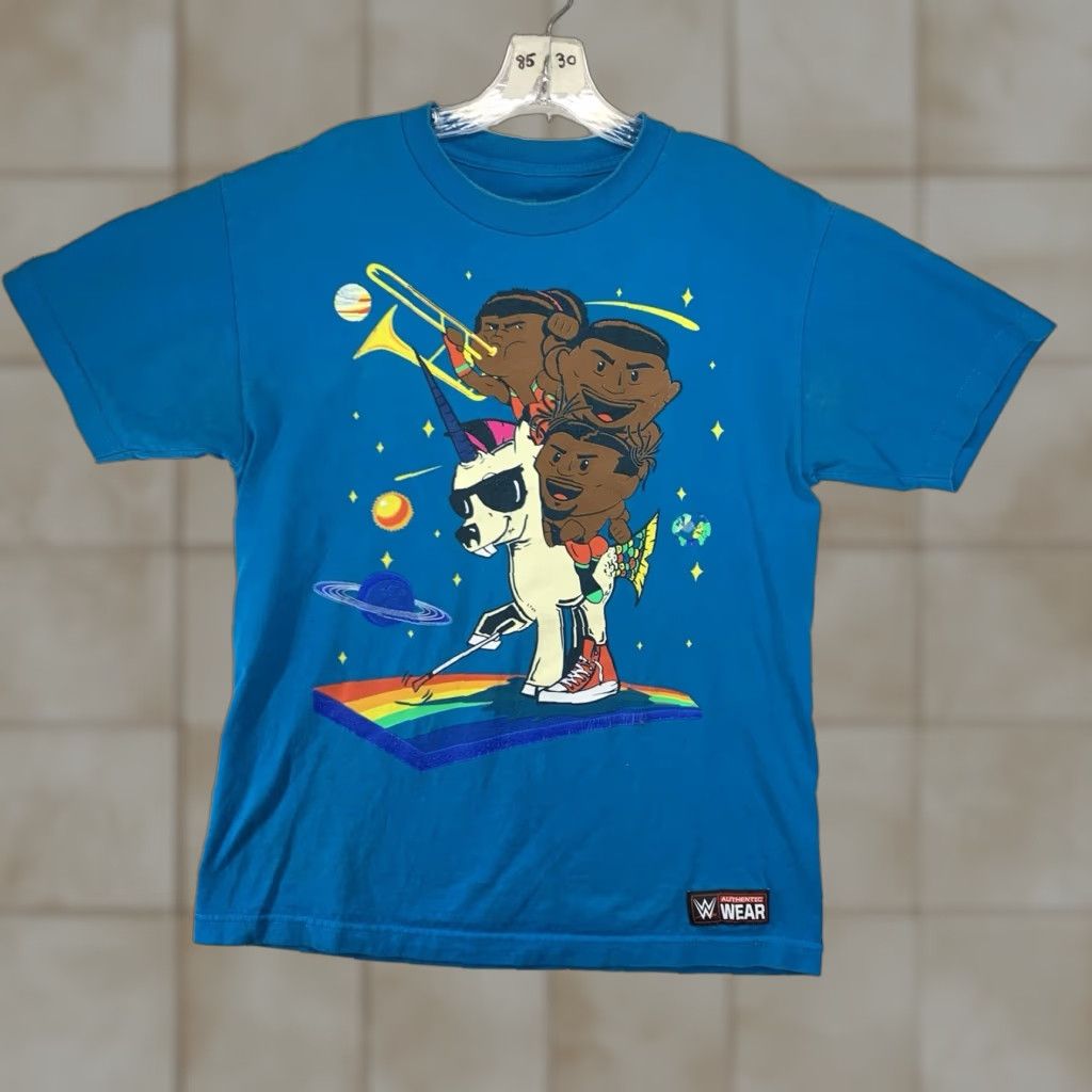 Vintage WWE The New Day Kofi Kingston T-Shirt Medium Blue Unicorn Graphic Wrestling Unisex Adults Size US M / EU 48-50 / 2 - 1 Thumbnail