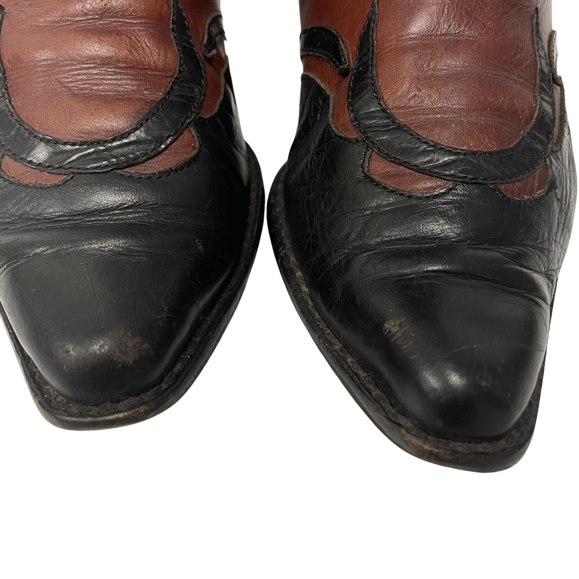 Other Vtg Van Eli Leather Cowboy Western Black Wingtip RODEO Boots Size US 6 / IT 36 - 5 Thumbnail