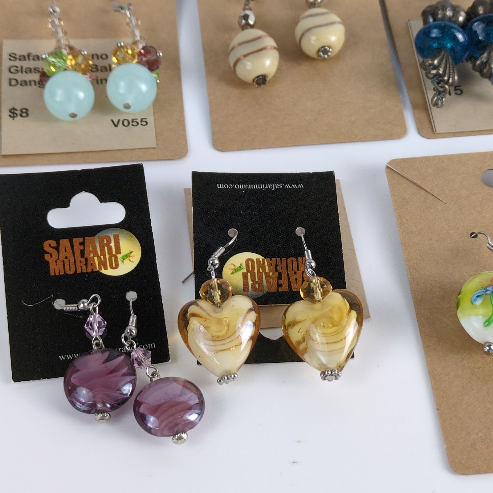 Other NEW 8 Pair Lot Art Glass Dangle Earrings, Safari Murano Size ONE SIZE - 2 Thumbnail