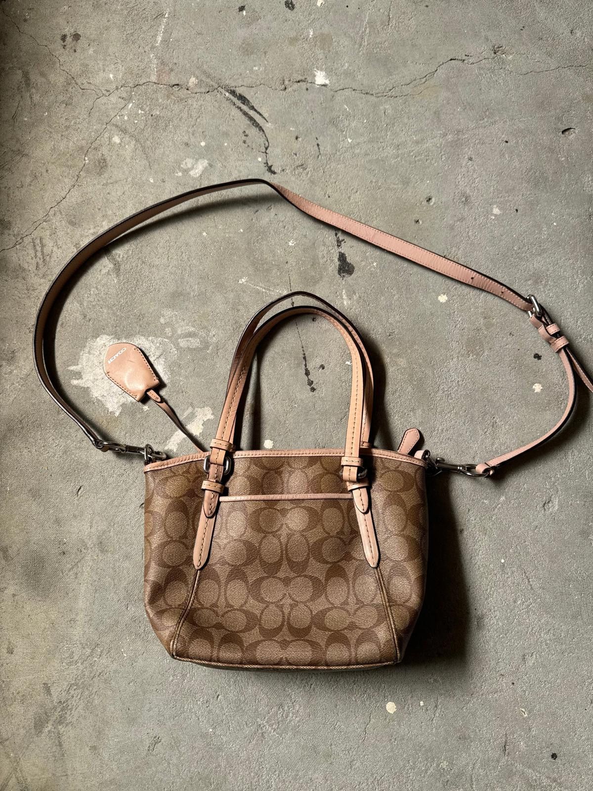 Coach Coach 2Way Signature Shoulder Bag Brown/Pink Size ONE SIZE - 2 Thumbnail