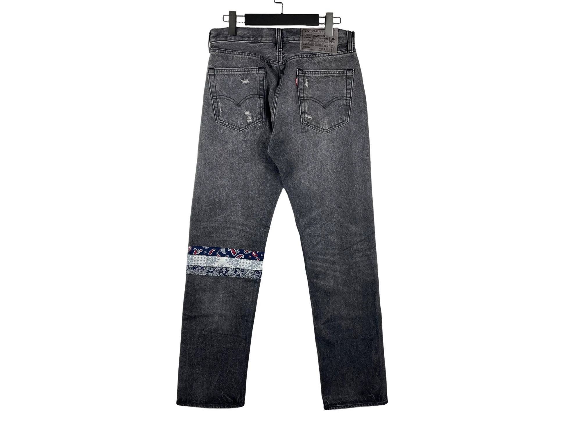 Levi's Levi’s x CLOT UNIONRAIL 501 Black Distressed Jeans Size US 30 / EU 46 - 2 Thumbnail