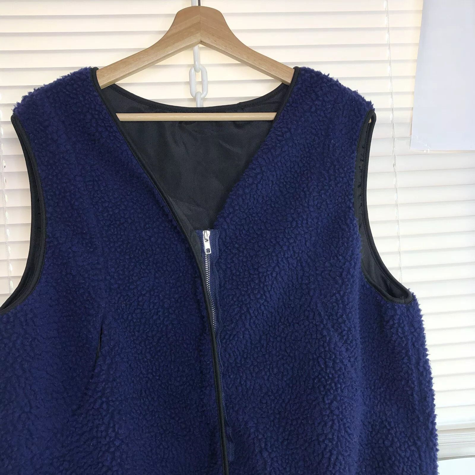 Other Happy Smile Navy Blue Fleece Vest Jacket 2XL Full Zip V Neck Size XXL / US 16-18 / IT 52-54 - 4 Thumbnail