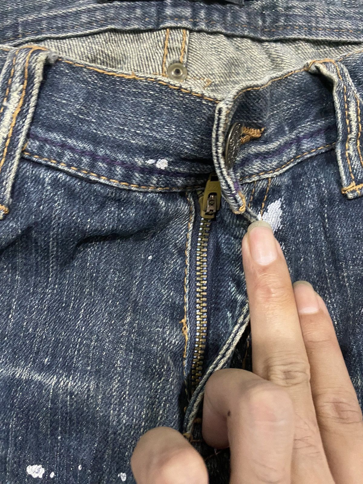 If Six Was Nine ROOT THREE Flared Paint Splashed Low Rise Denim Size US 31 - 6 Thumbnail