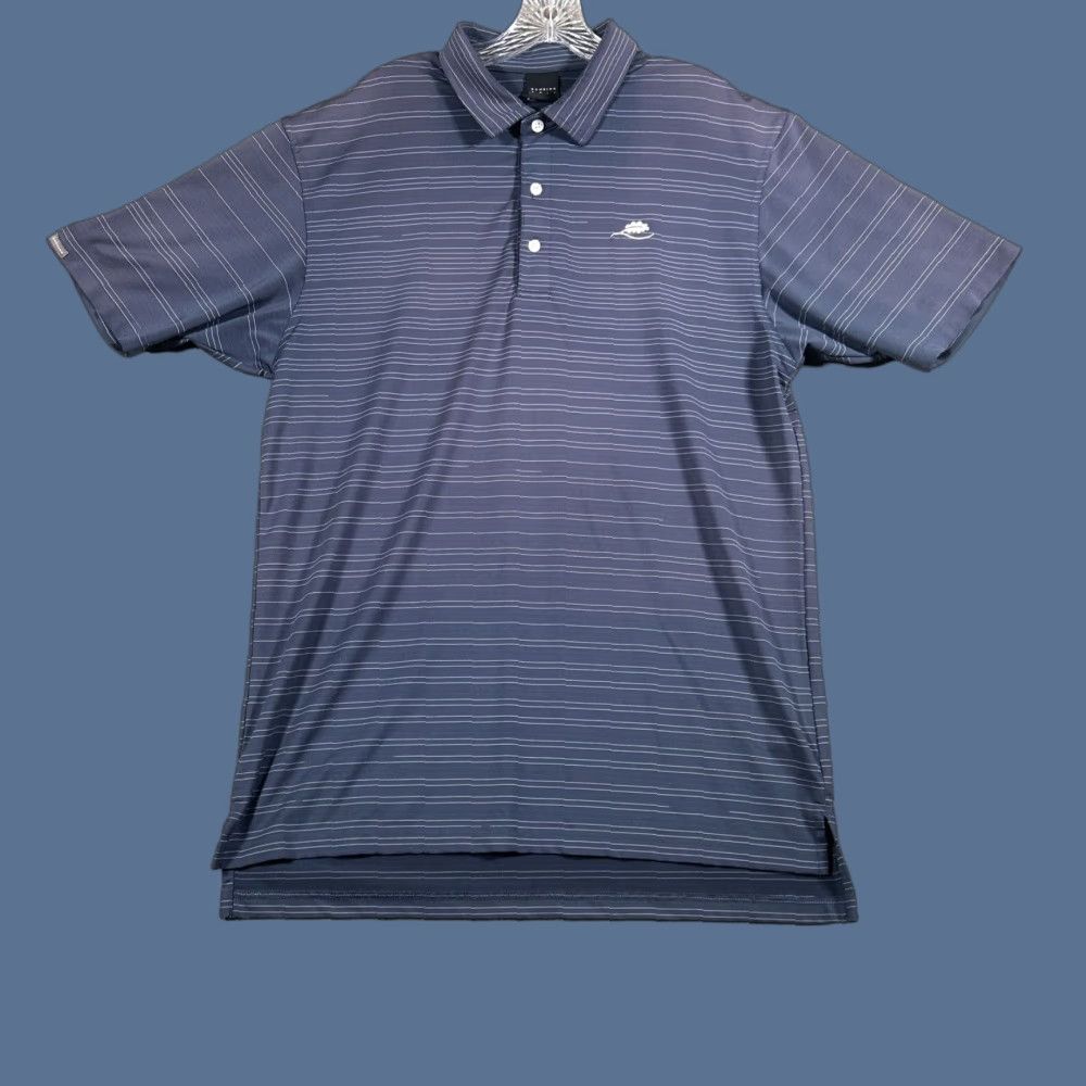 Vintage Dunning Golf Polo Shirt Mens Large Striped Blue Performance Stretch Size US L / EU 52-54 / 3 - 1 Thumbnail