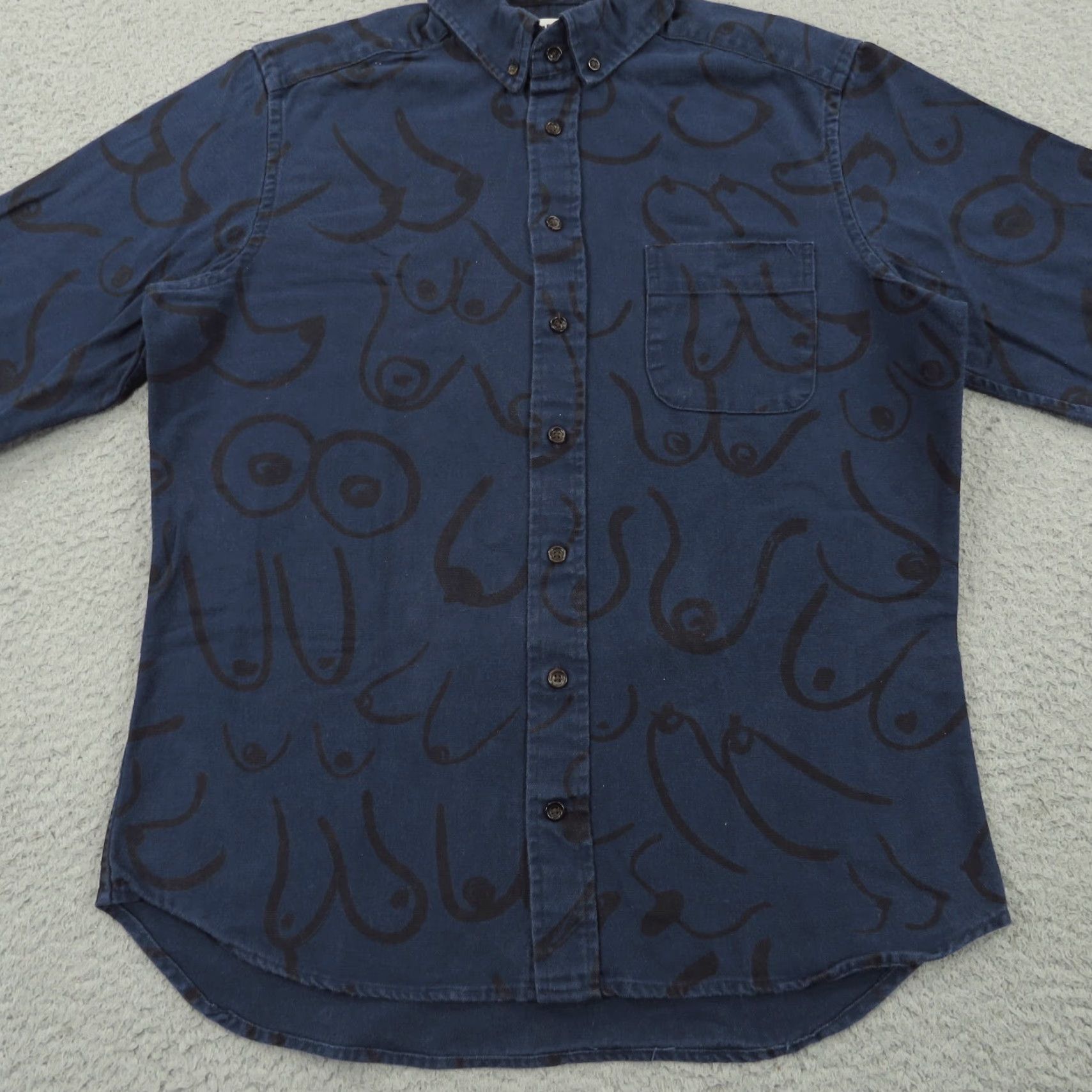 Taylor Stitch Taylor Stitch Shirt Mens 38 The Jack Blue Black Made in USA Breast Graphic Print Shirt Size US M / EU 48-50 / 2 - 6 Thumbnail