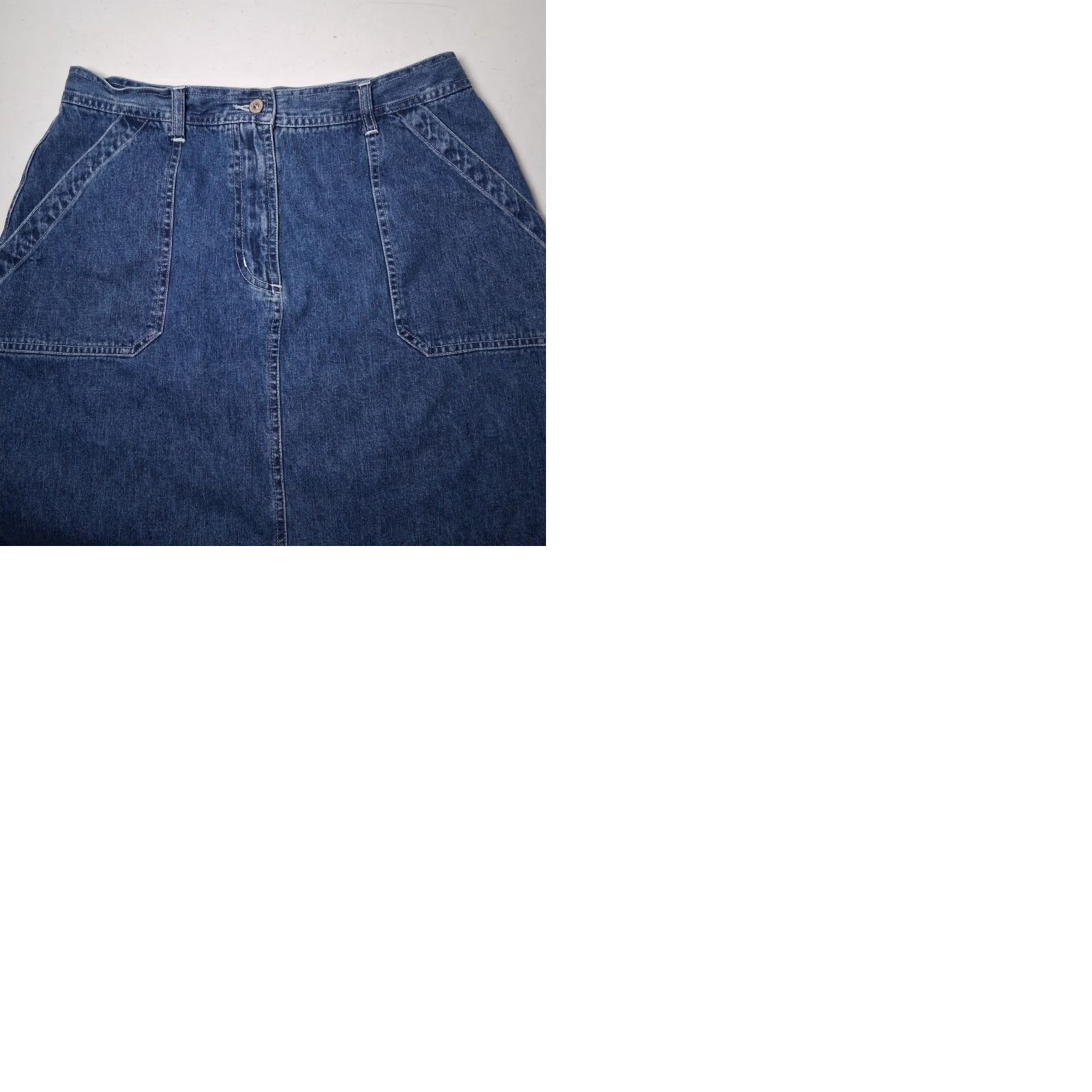 Faded Glory VINTAGE Faded Glory Skirt Jean Denim Midi 90s 1990s Y2K Blue Cotton Button Pockets Womens Size 12 Size 34" / US 12 / IT 48 - 10 Thumbnail