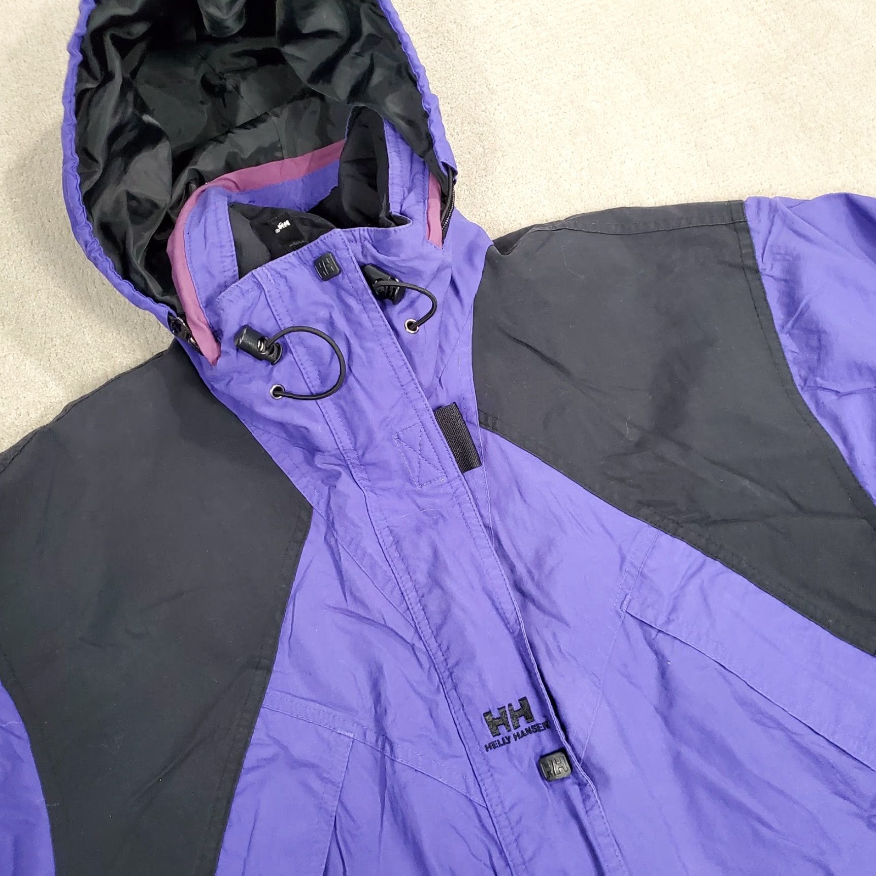 Helly Hansen VINTAGE Helly Hansen Jacket Womens M Purple Black Helly Tech Coat Hooded Ski Winter 90s Outdoor Size M / US 6-8 / IT 42-44 - 2 Thumbnail