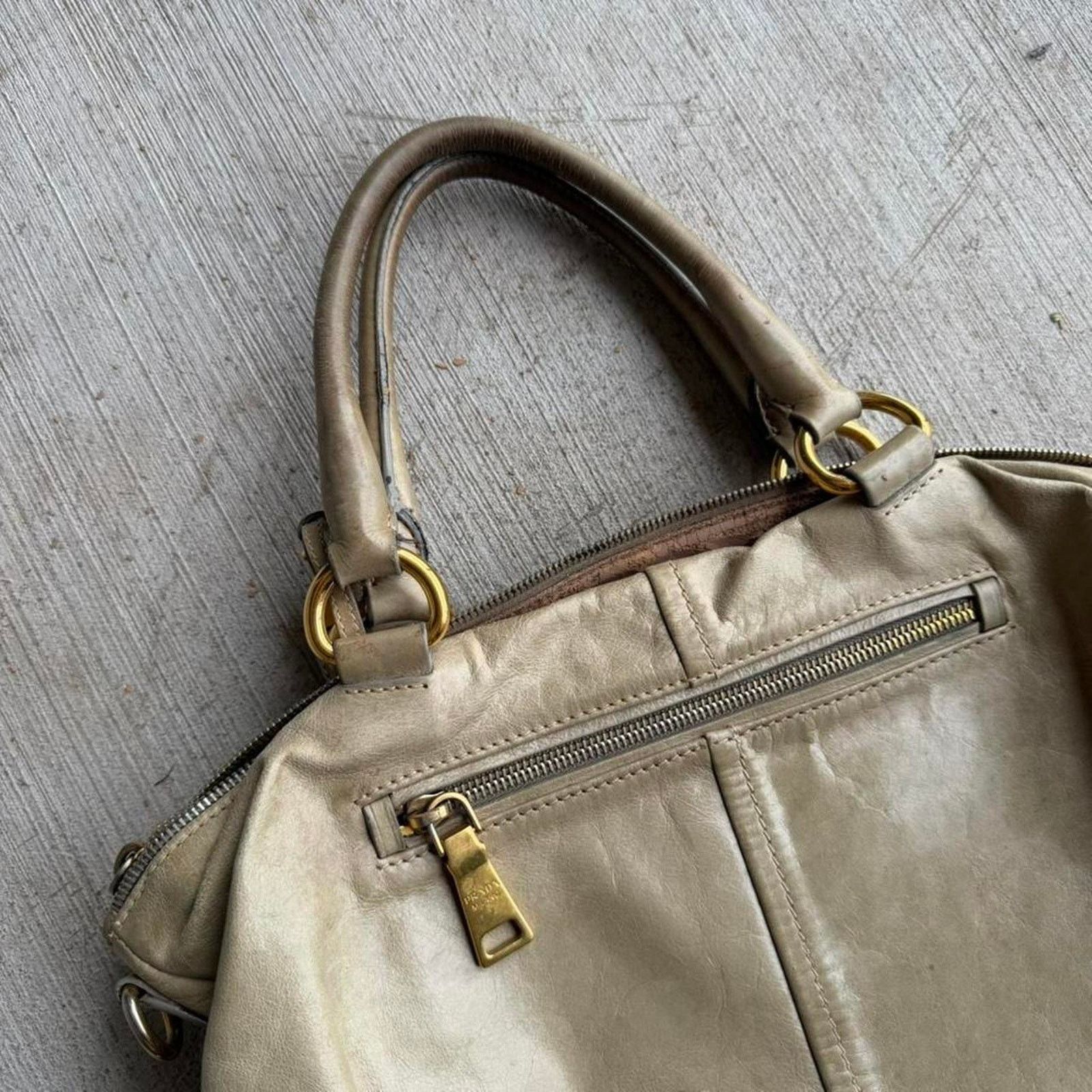 Prada Prada Vitello Shine Tote Handbag Beige y2k Size ONE SIZE - 5 Thumbnail