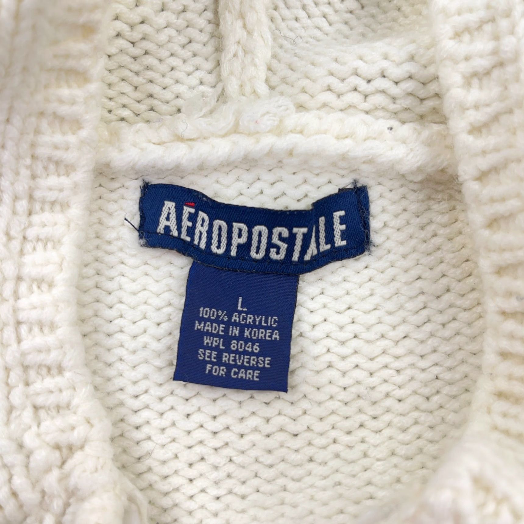 Aeropostale VINTAGE Aeropostale Sweater Cardigan Women Large White Blue Fall Winter Casual Long Sleeve Knit Size L / US 10 / IT 46 - 4 Thumbnail