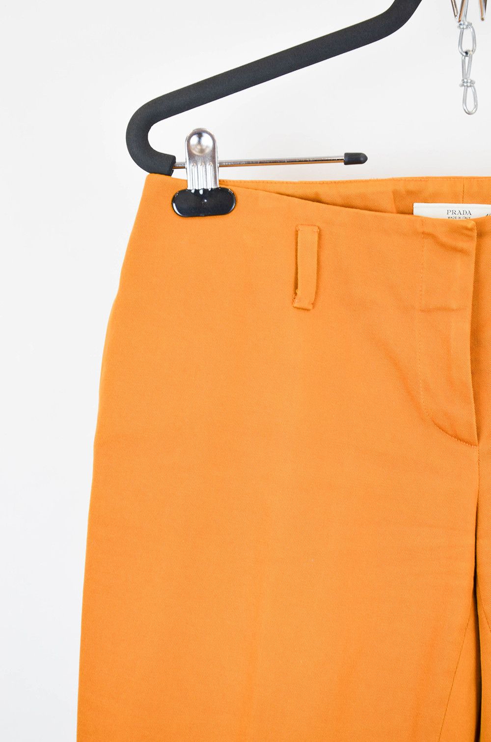 Prada Prada High-Rise Cotton Twill Orange Pants – Size 40IT Size 27" / US 4 / IT 40 - 4 Thumbnail