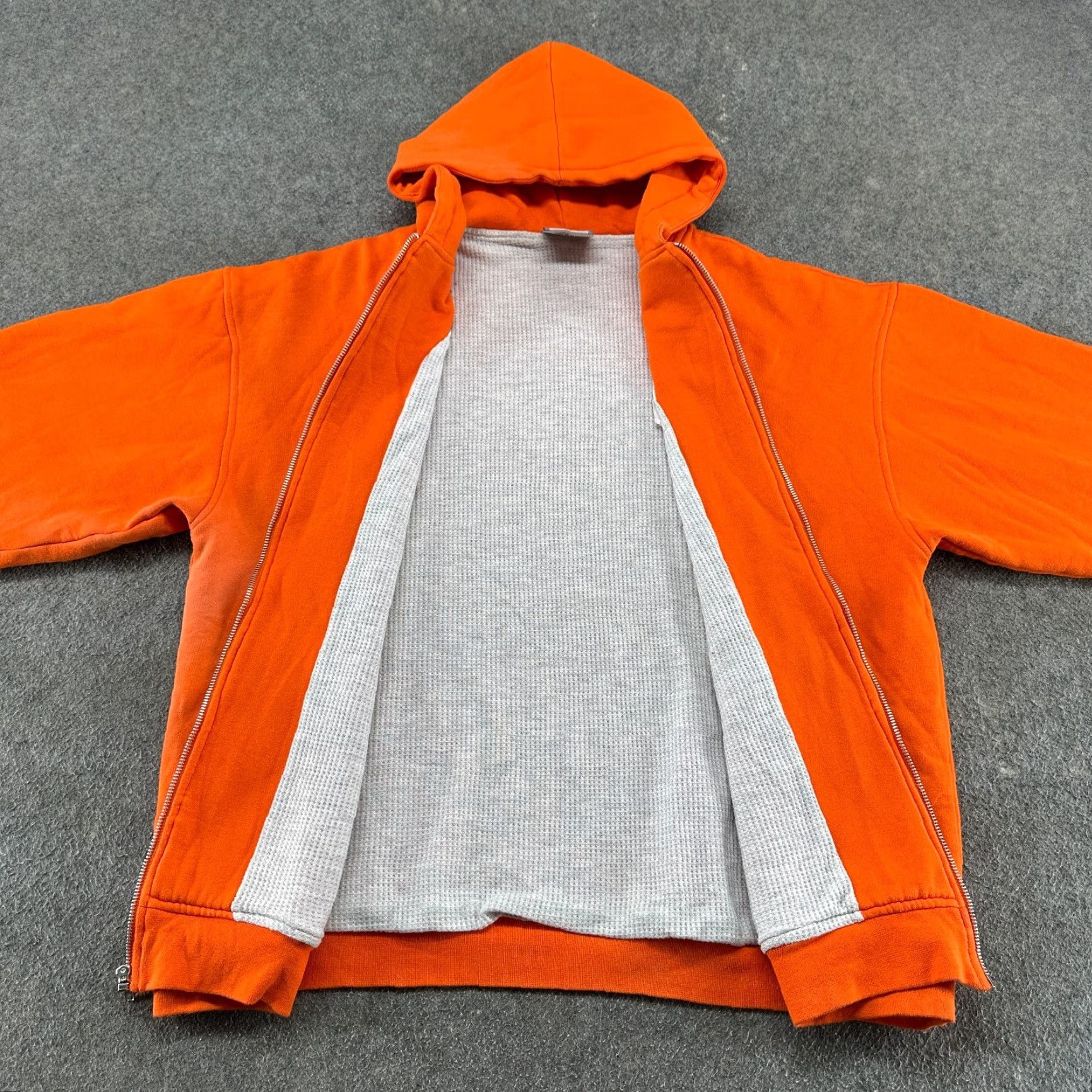 Lee VINTAGE Lee Hoodie Mens XL Orange Full Zip Thermal Waffle Knit Lined COMPANY 90s Size US XL / EU 56 / 4 - 6 Thumbnail