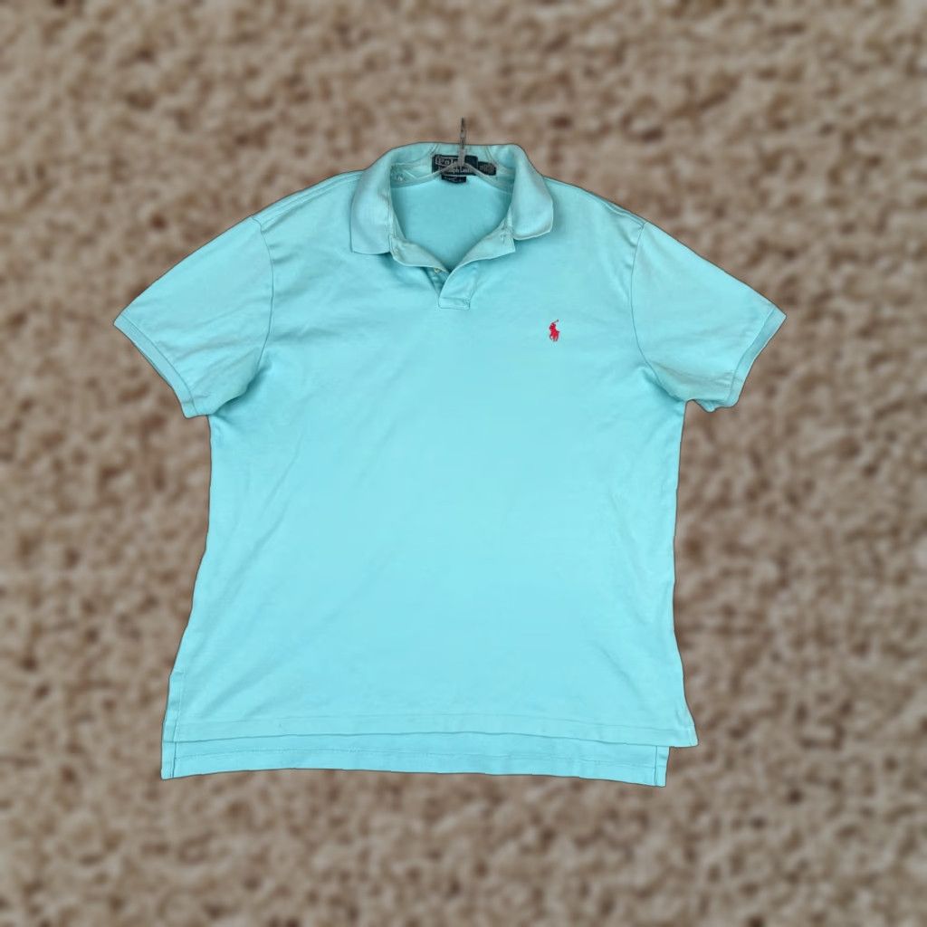 Ralph Lauren VINTAGE Polo Ralph Lauren Polo Shirt Men XL Blue Cotton Slim Fit Short Sleeve Polo Shirt Mens Blue Polo Ralph Lauren Shirt XL Size US XL / EU 56 / 4 - 1 Thumbnail
