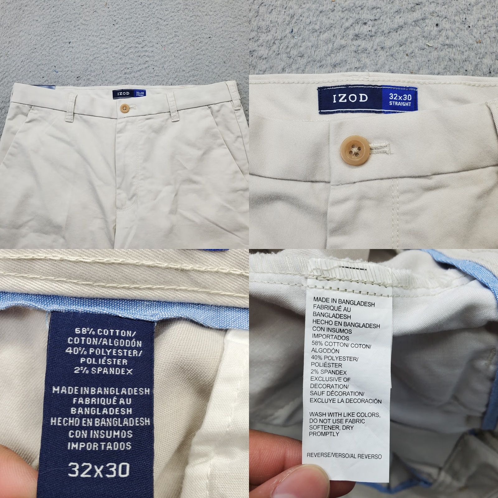 Izod IZOD Mens 32 Chino Pants Tan Straight Fit Flat Front Stretch Size US 32 / EU 48 - 8 Thumbnail