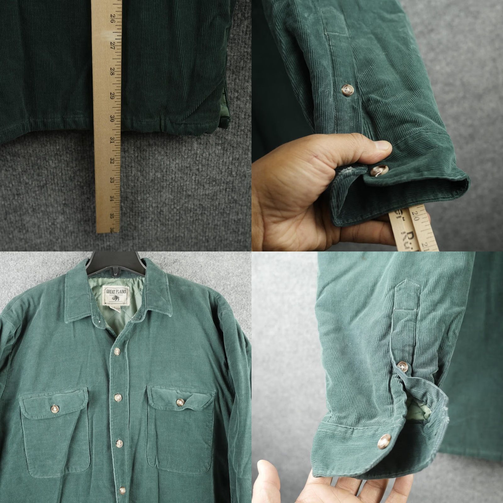 Greats Great Plains Clothing Company Jacket Mens Large Green Corduroy Quilted Lined Size US L / EU 52-54 / 3 - 8 Thumbnail