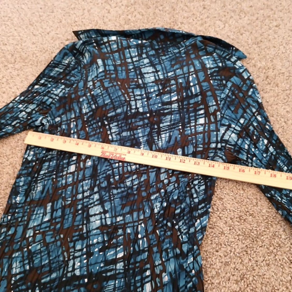 Apt. 9 Apt. 9 Womens Medium Blue Brown Geometric Long Sleeve Bell Cuff Button Up Shirt Size M / US 6-8 / IT 42-44 - 7 Thumbnail