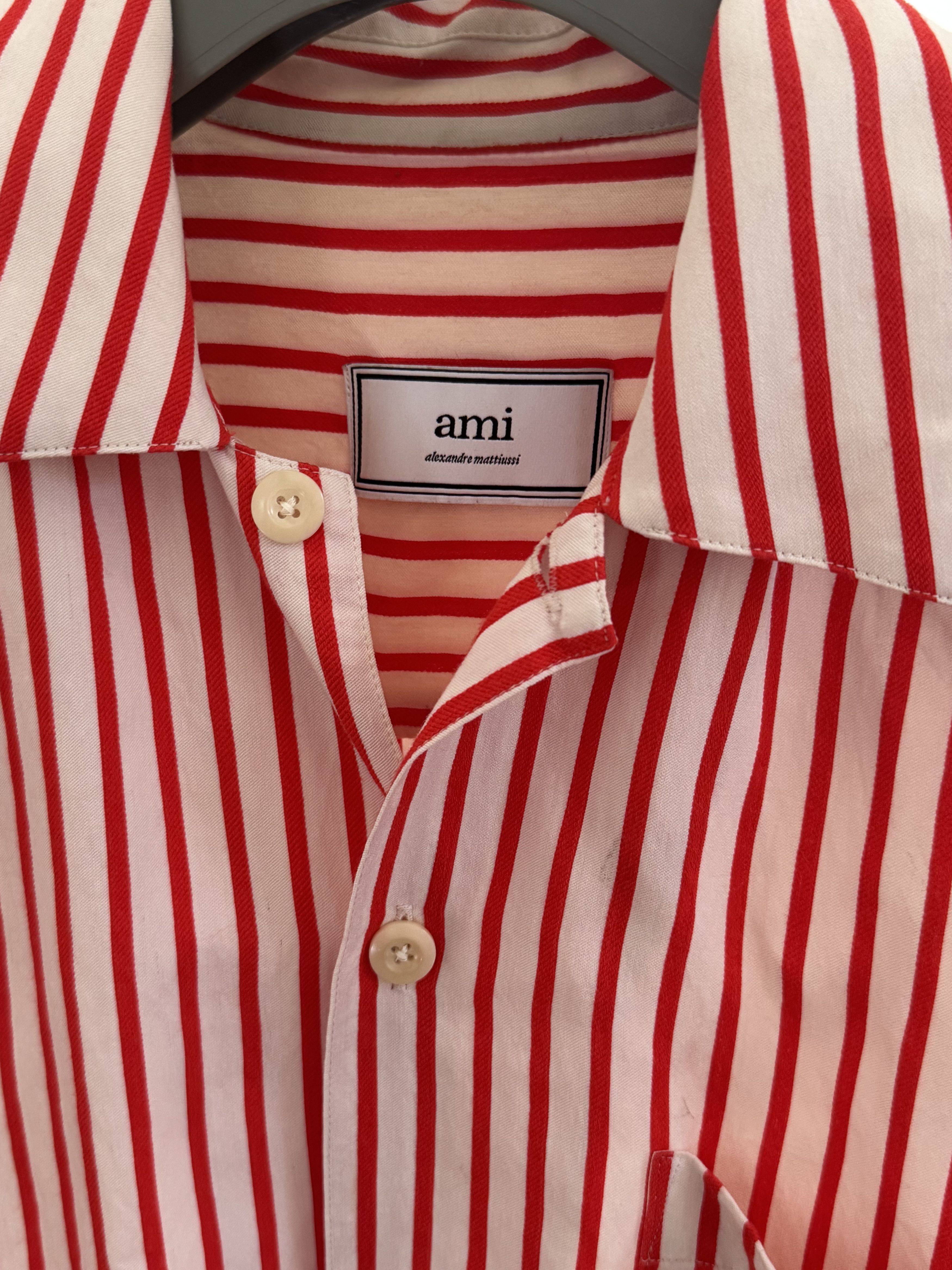 AMI AMI Alexandre Mattiussi Stripped Short Sleeve Shirt Size US S / EU 44-46 / 1 - 3 Thumbnail