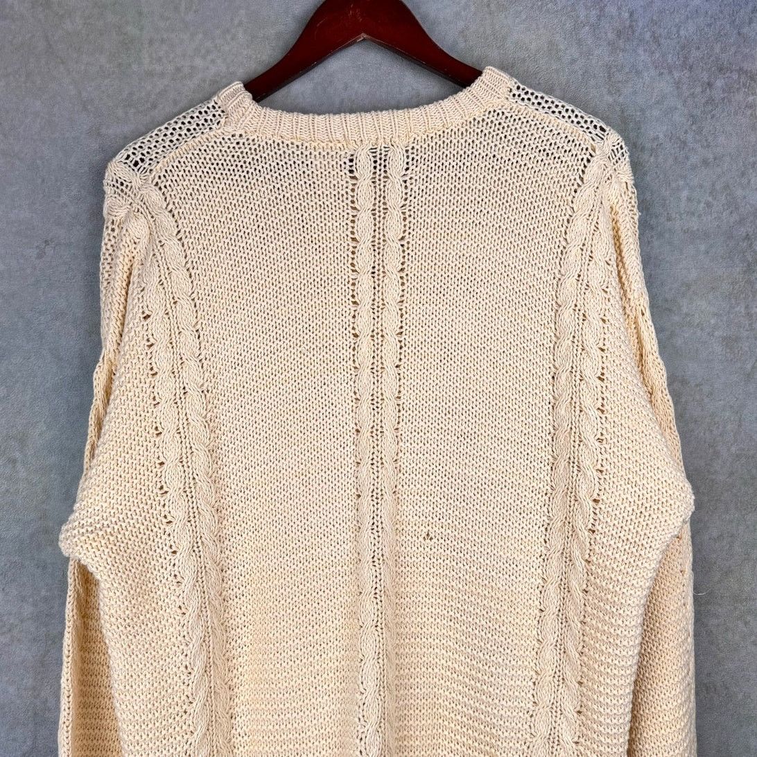 Liz Claiborne × Vintage VTG 90s Claiborne Cable Knit Sweater Mens Sz L Yellow Size US L / EU 52-54 / 3 - 7 Thumbnail