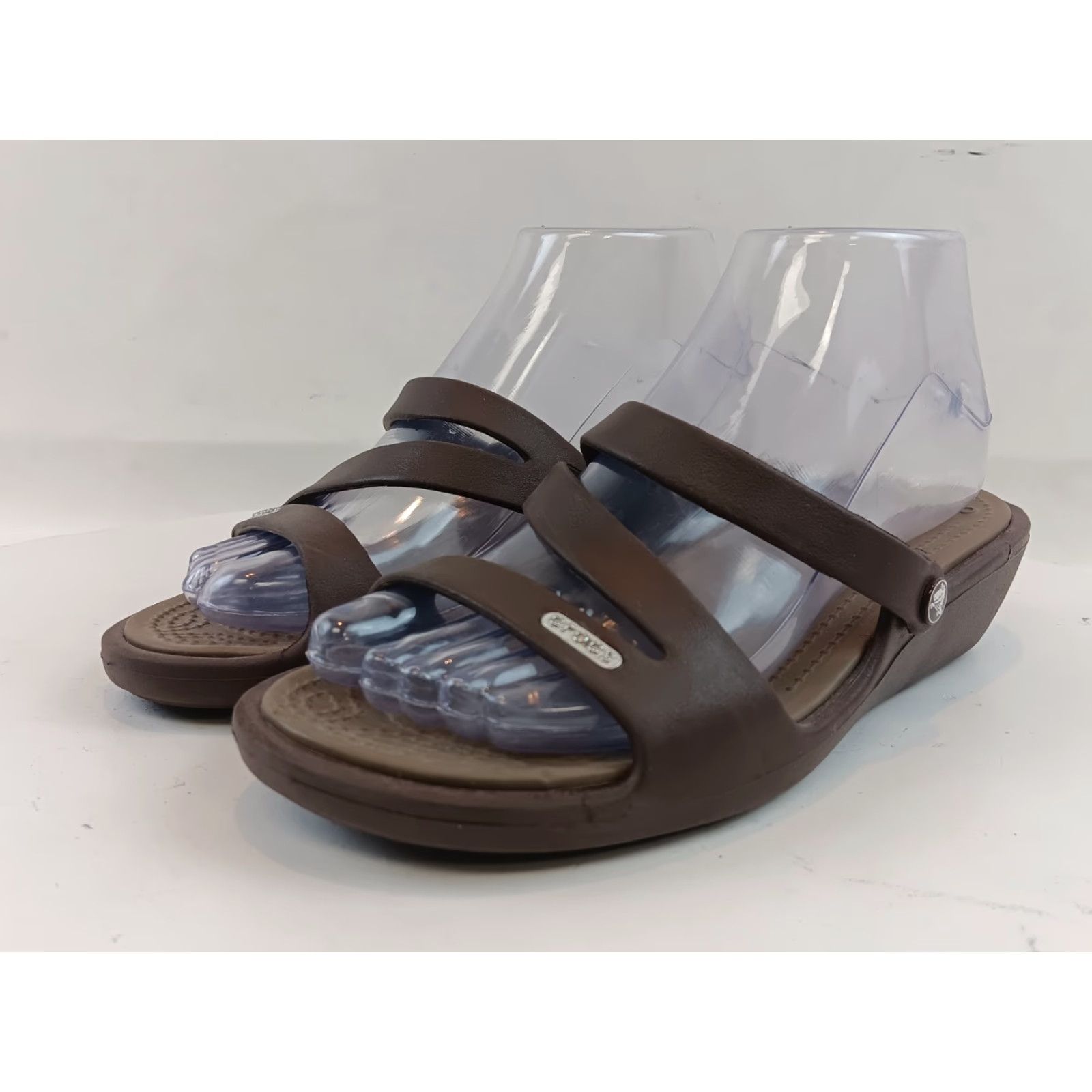 Crocs Crocs Sandals Slides Womens Size 7 Brown Strappy Platform Wedge Slip On Comfort Size US 7 / IT 37 - 4 Thumbnail