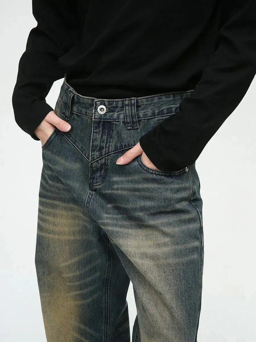 Japanese Brand Retro loose straight leg cat whisker jeans Size US 32 / EU 48 - 2 Thumbnail