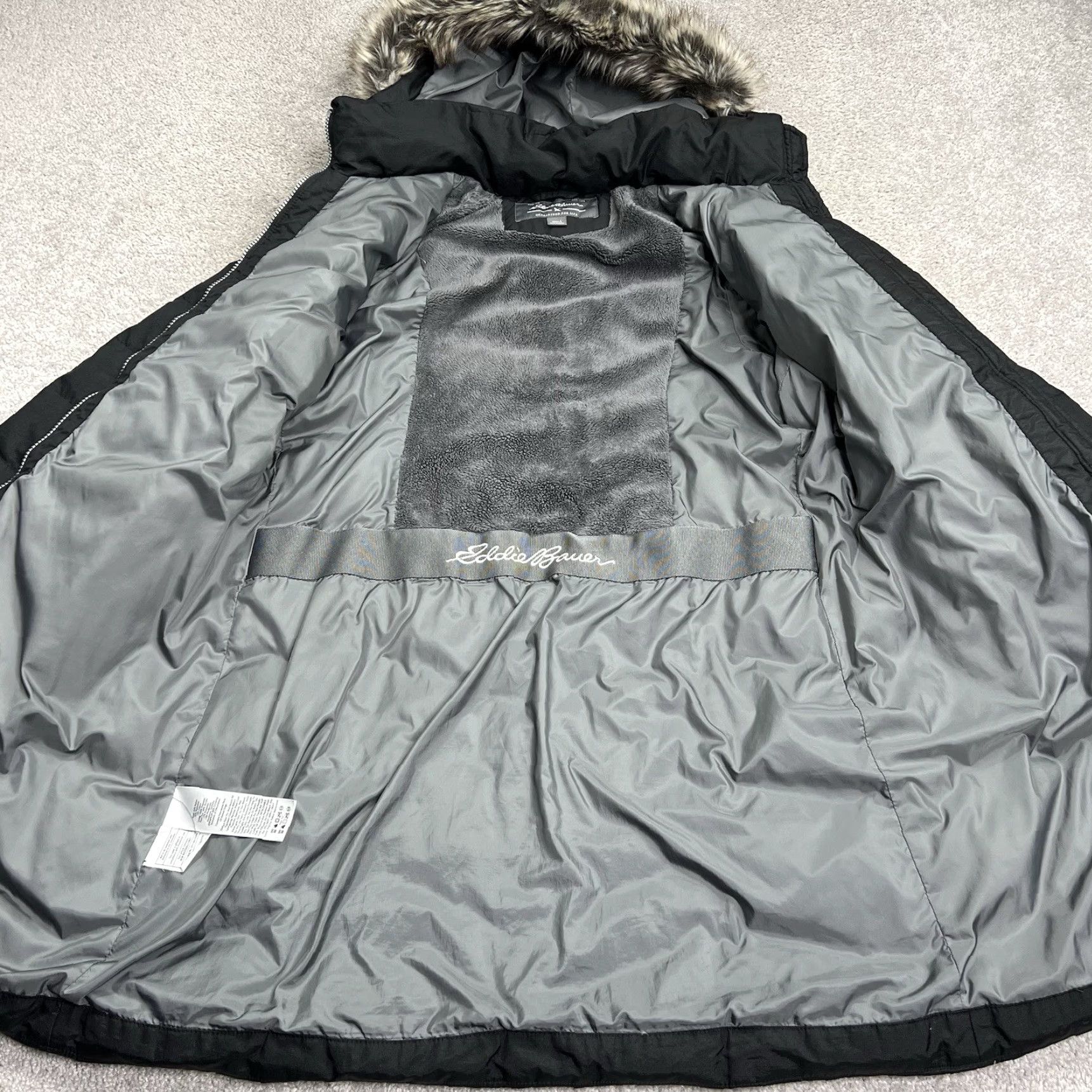 Eddie Bauer Eddie Bauer Parka Long Jacket Womens L Black Down Full Zip Faux Fur Removable Hood Insulated Parka Size L / US 10 / IT 46 - 4 Thumbnail