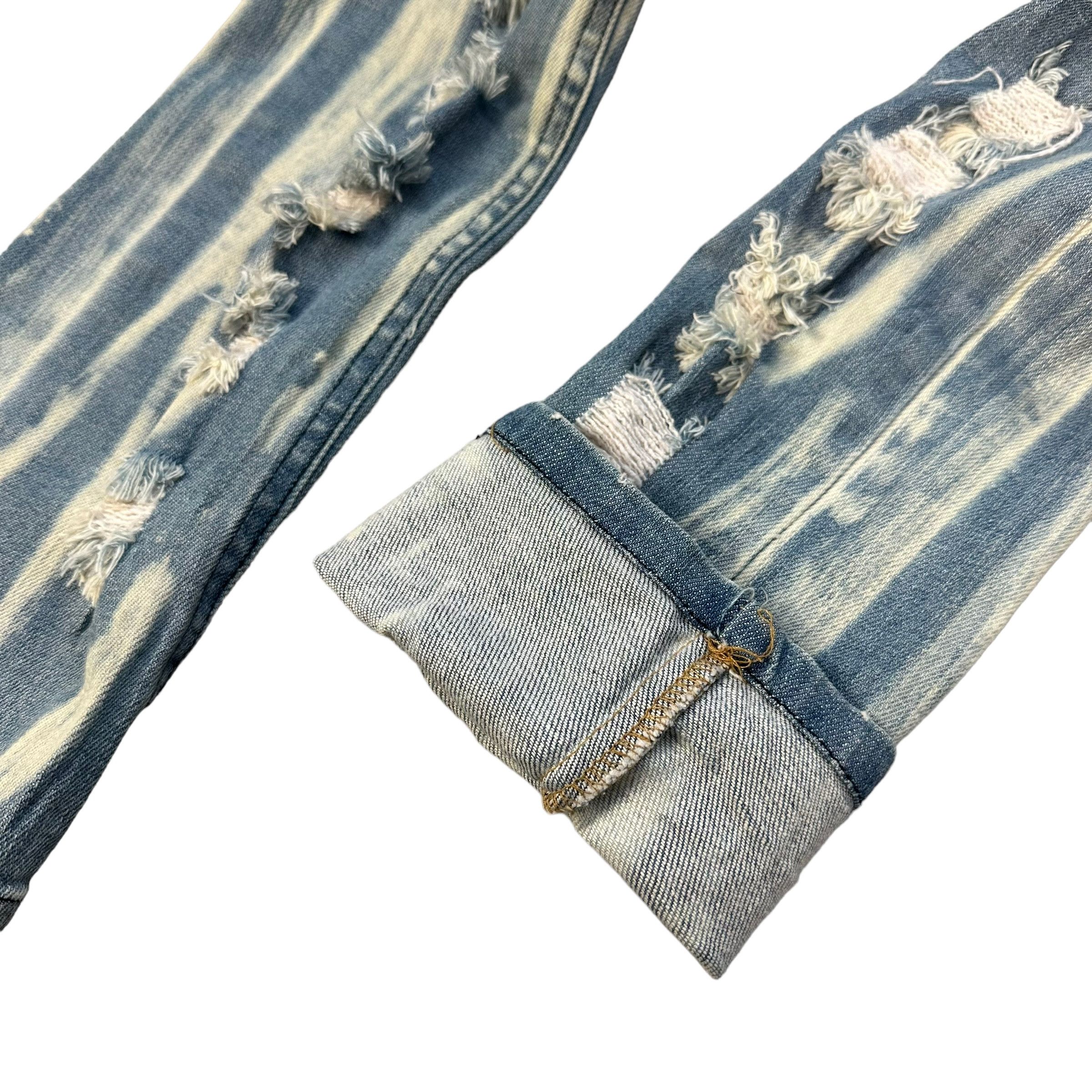 Japanese Brand DIALLE LAISEN DISTRESSED FASHION LIGHT WASH JEANS #8847-031 Size 33" - 6 Thumbnail