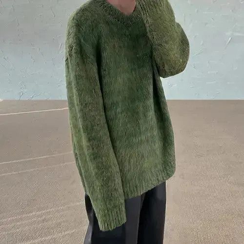 Vintage Green Mohair Knit Sweater Y2k streetwear Size US L / EU 52-54 / 3 - 2 Thumbnail
