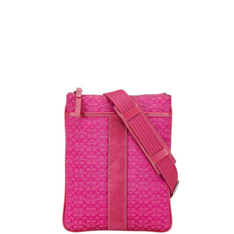 Coach Coach Signature Leather Suede Shoulder Bag Leather Shoulder Bag in Pink, Women's
