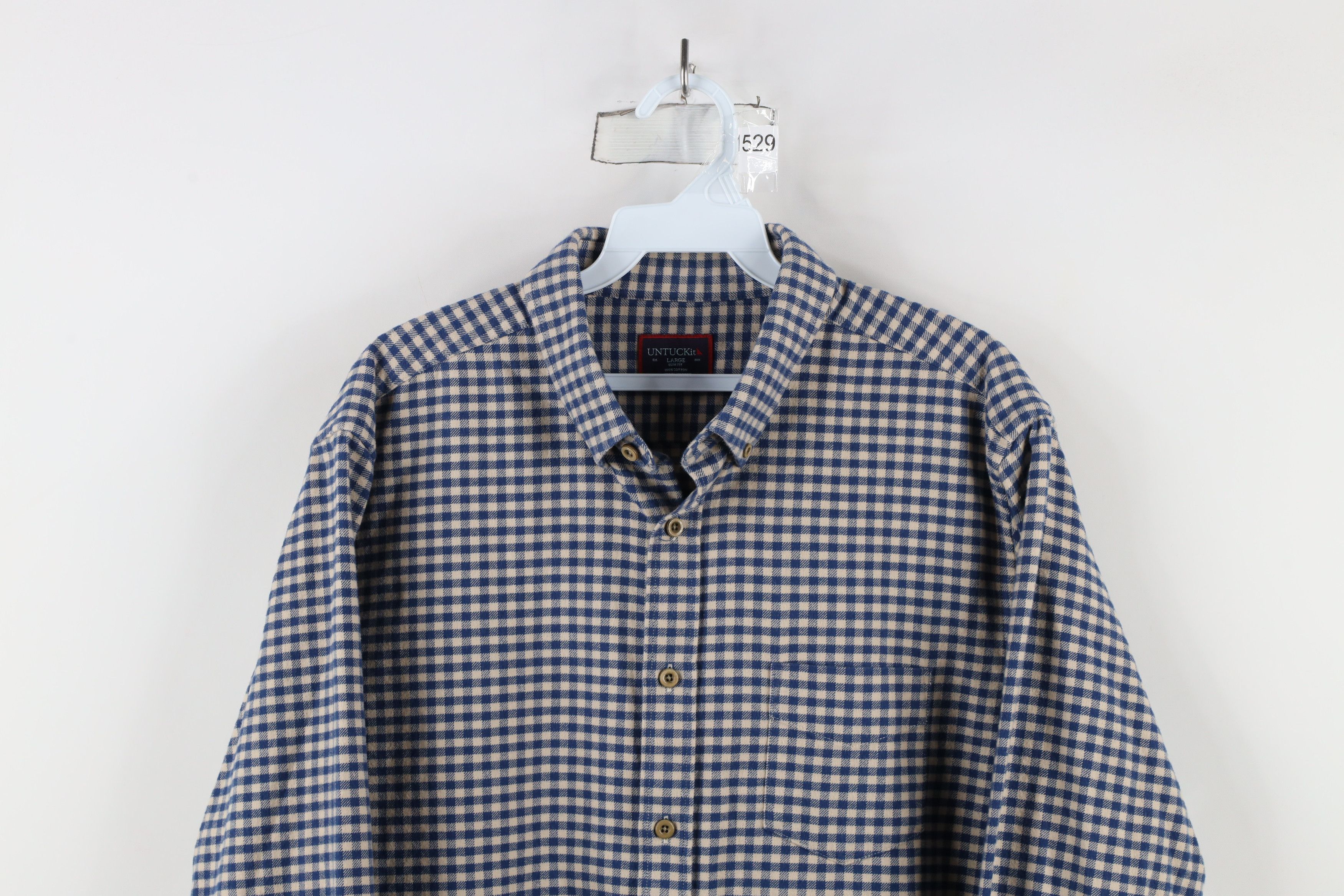UNTUCKit × Vintage Untuckit Fit Flannel Collared Button Down Shirt Blue Plaid Size US L / EU 52-54 / 3 - 2 Thumbnail