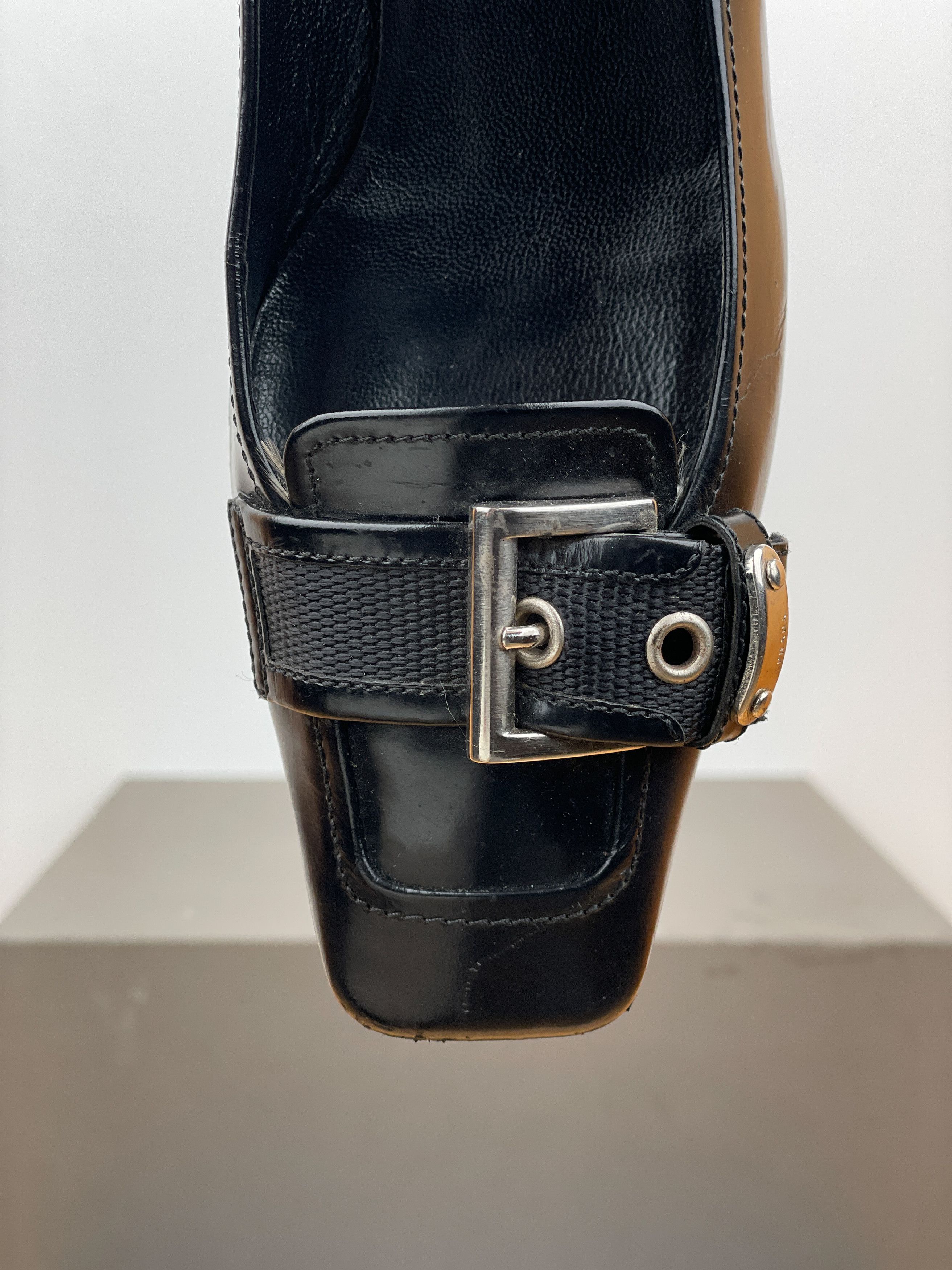 Prada Prada 2000s Square Toe Buckle-Strap Pump Kitten Heels Size US 7 / IT 37 - 7 Thumbnail