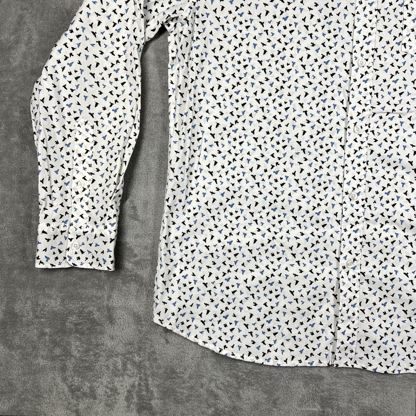 Lee Lee Stretch Regular Fit Mens Large Button-Down Long Sleeve Shirt Bird AOP Cotton White Size US L / EU 52-54 / 3 - 3 Thumbnail