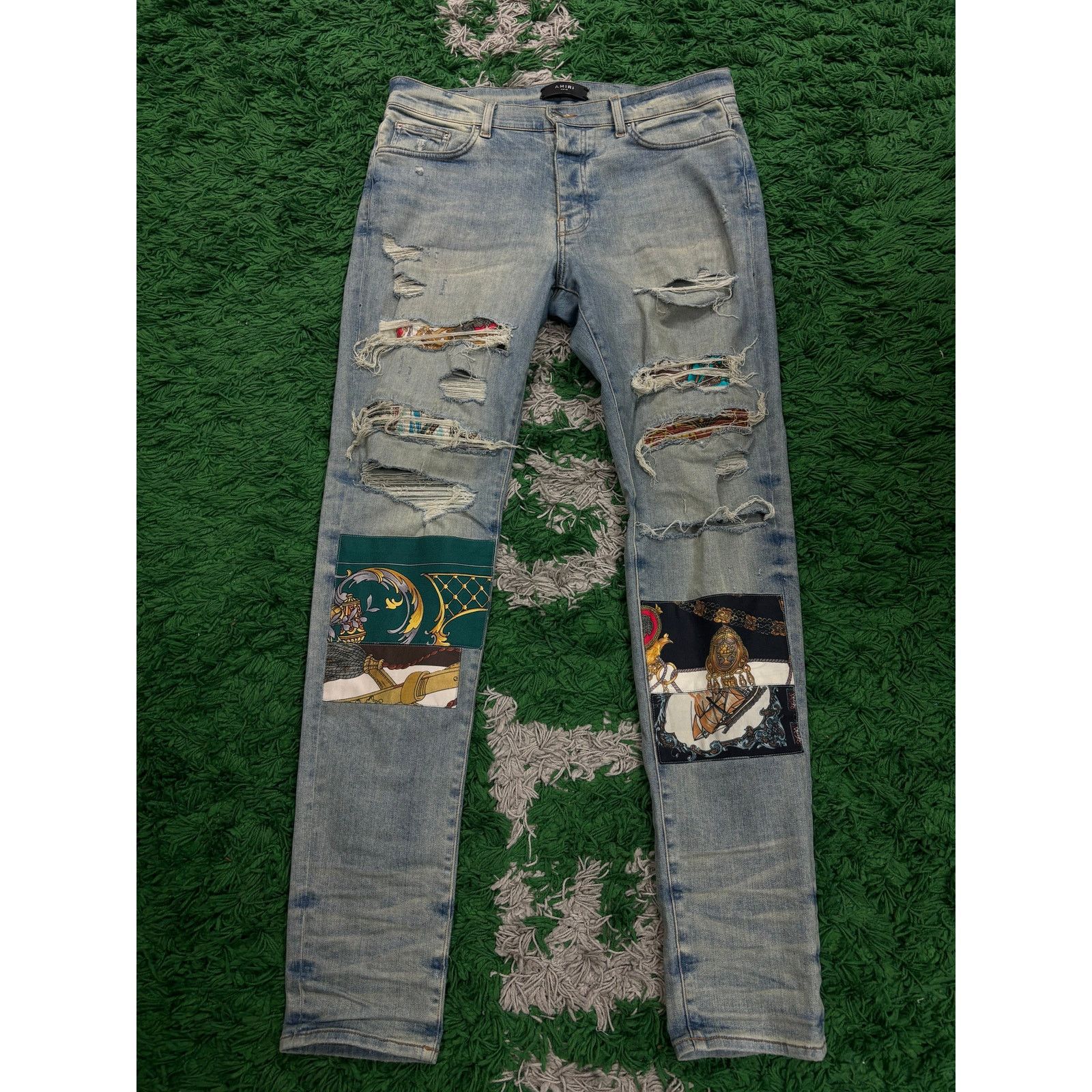 Amiri Jeans Light Wash Art Patchwork Used 36