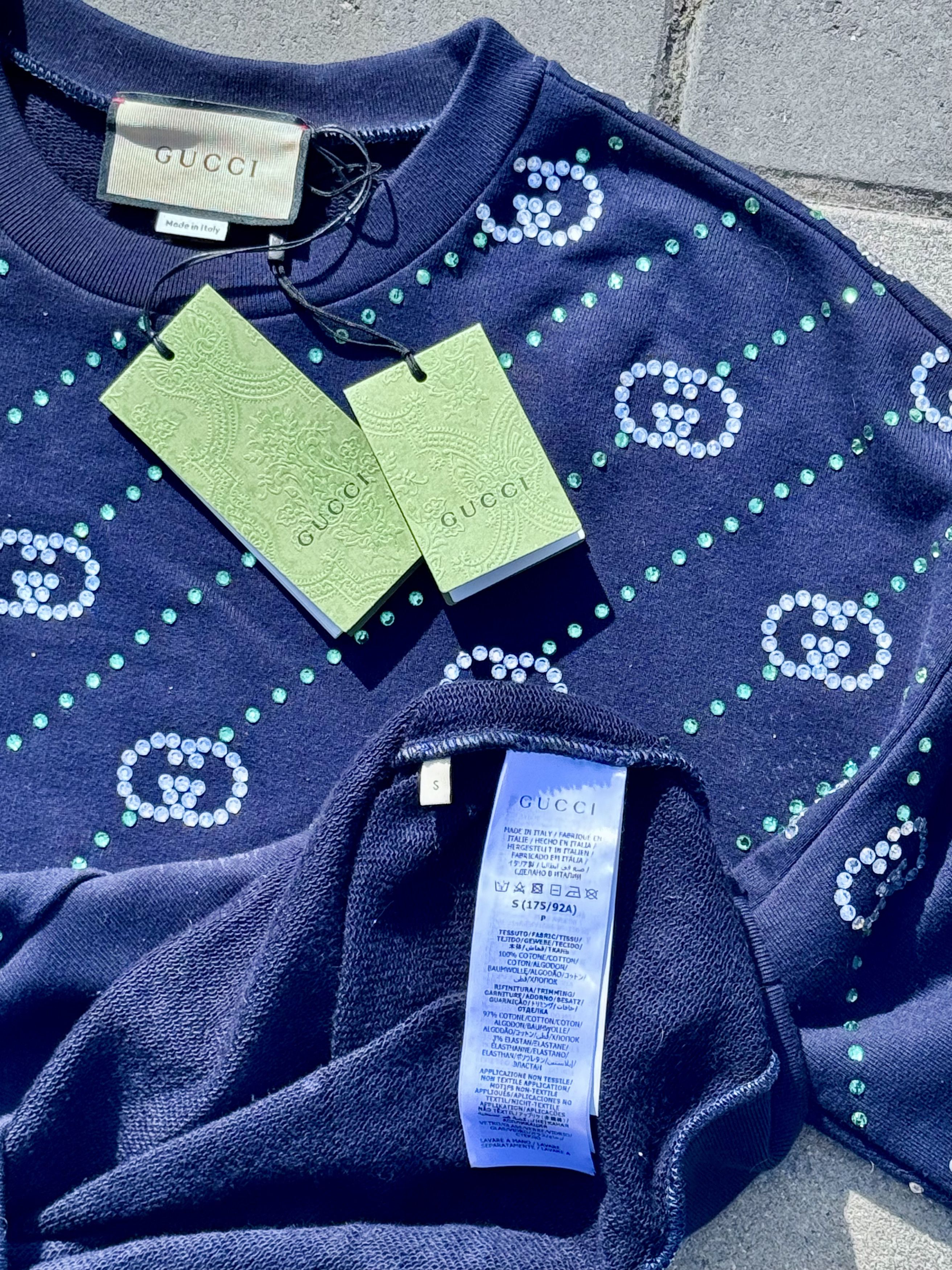 Gucci Gucci Jeweled GG Crystal Navy Sweatshirt & Shorts Set Size US S / EU 44-46 / 1 - 7 Thumbnail