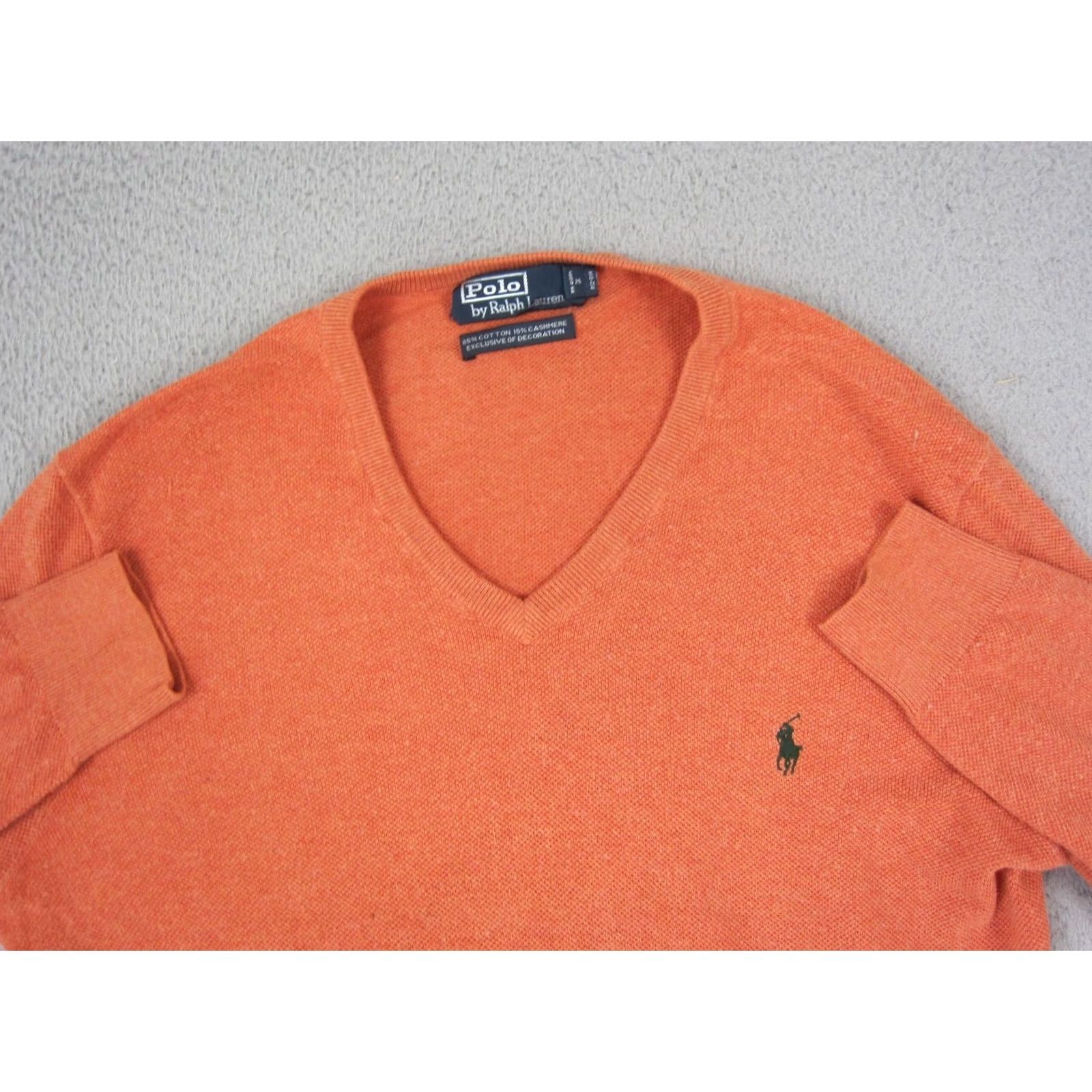 Polo Ralph Lauren Polo Ralph Lauren Sweater Mens L Orange Cotton Cashmere Pullover Knit Mock Neck Logo Pullover Knit Vintage: No Regular Fit Winter Casual Mens Size US L / EU 52-54 / 3 - 2 Thumbnail