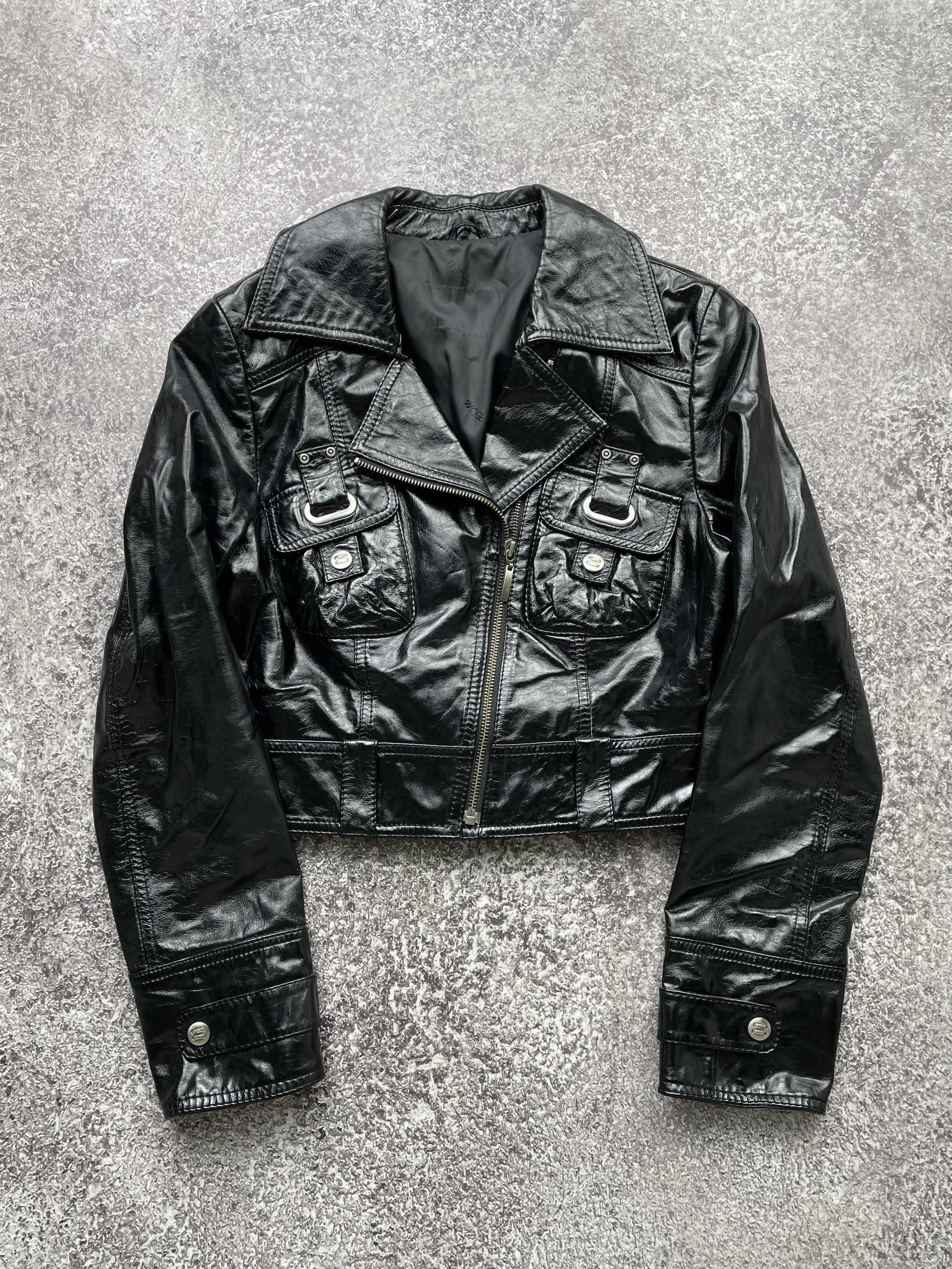 image of 20471120 x Vintage Asymmetrical Leather Jacket in Black, Women's (Size Small)